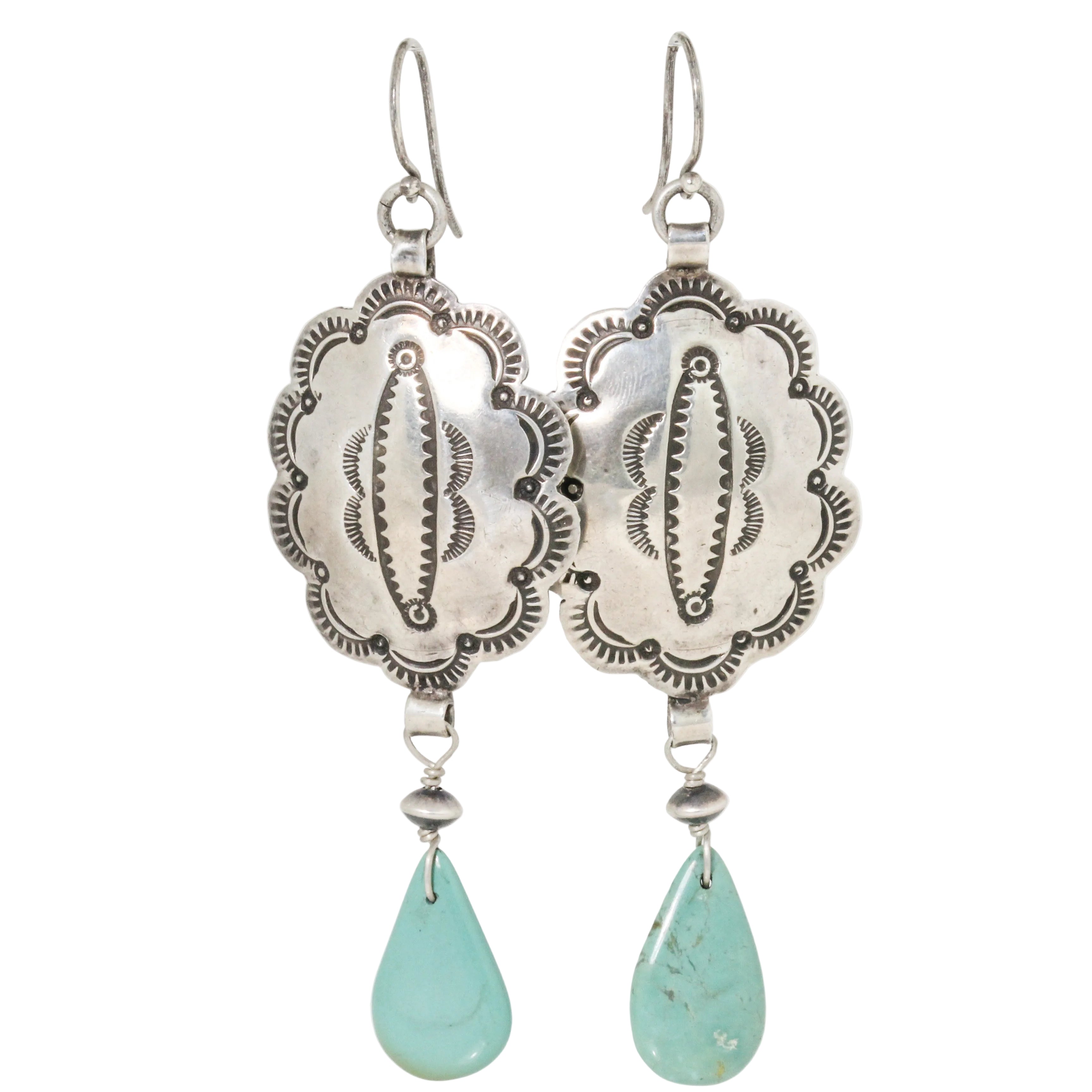 Revival Mesa Vintage Concho + Turquoise Earrings-Southwest