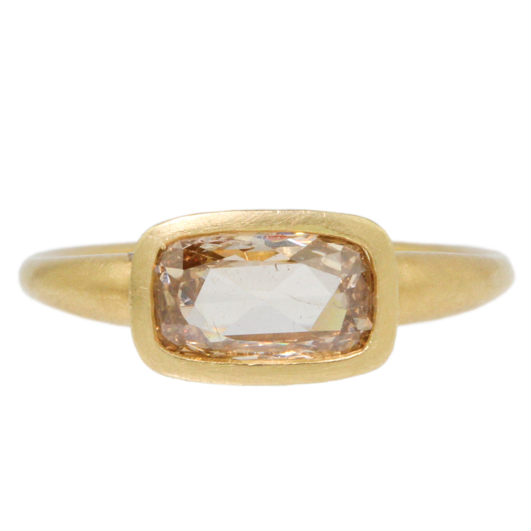 Rose Cut Champagne Diamond Solitaire Ring-Annie Fensterstock