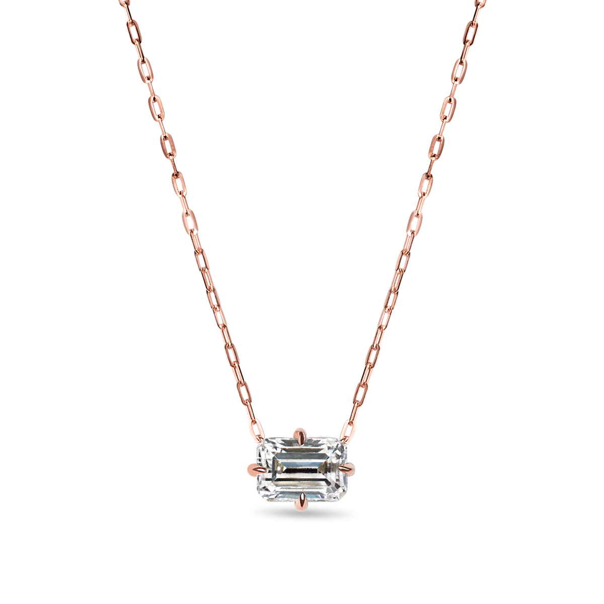 Emerald Cut Diamond Pendant Necklace