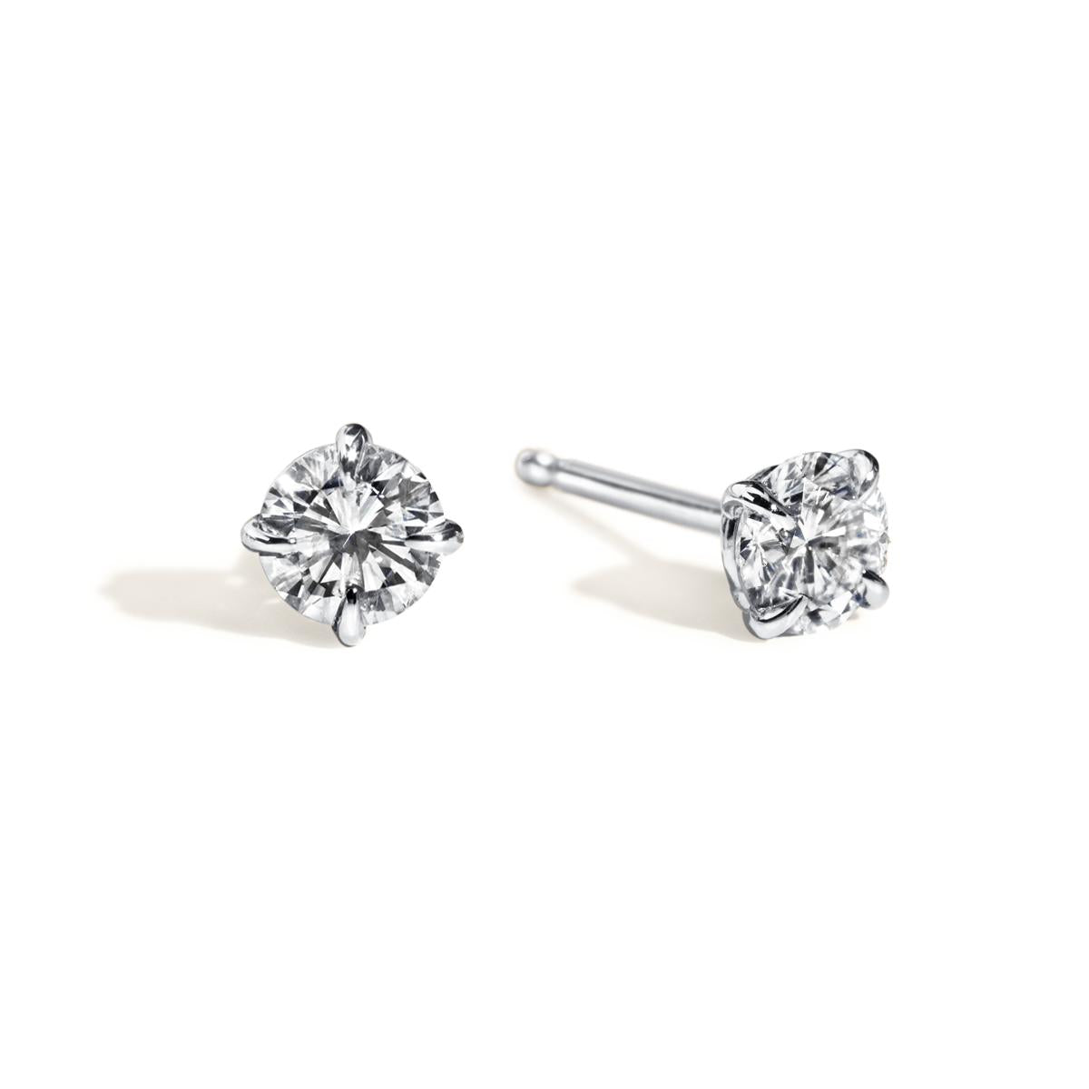 14K White Gold Platinum Round Diamond 4 Prong Stud
