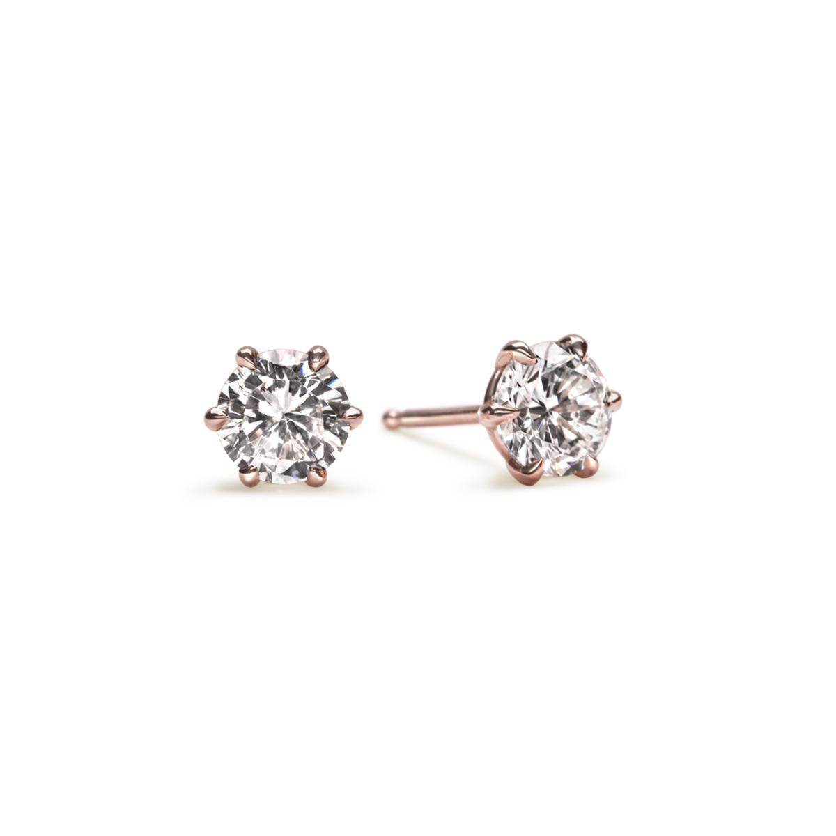Round Diamond 6 Prong Stud Earrings-Unbridaled Collective