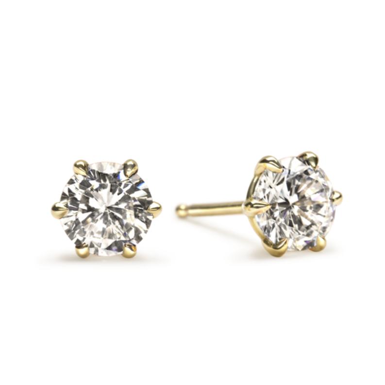 14K Yellow Gold Round 6 Prong Stud