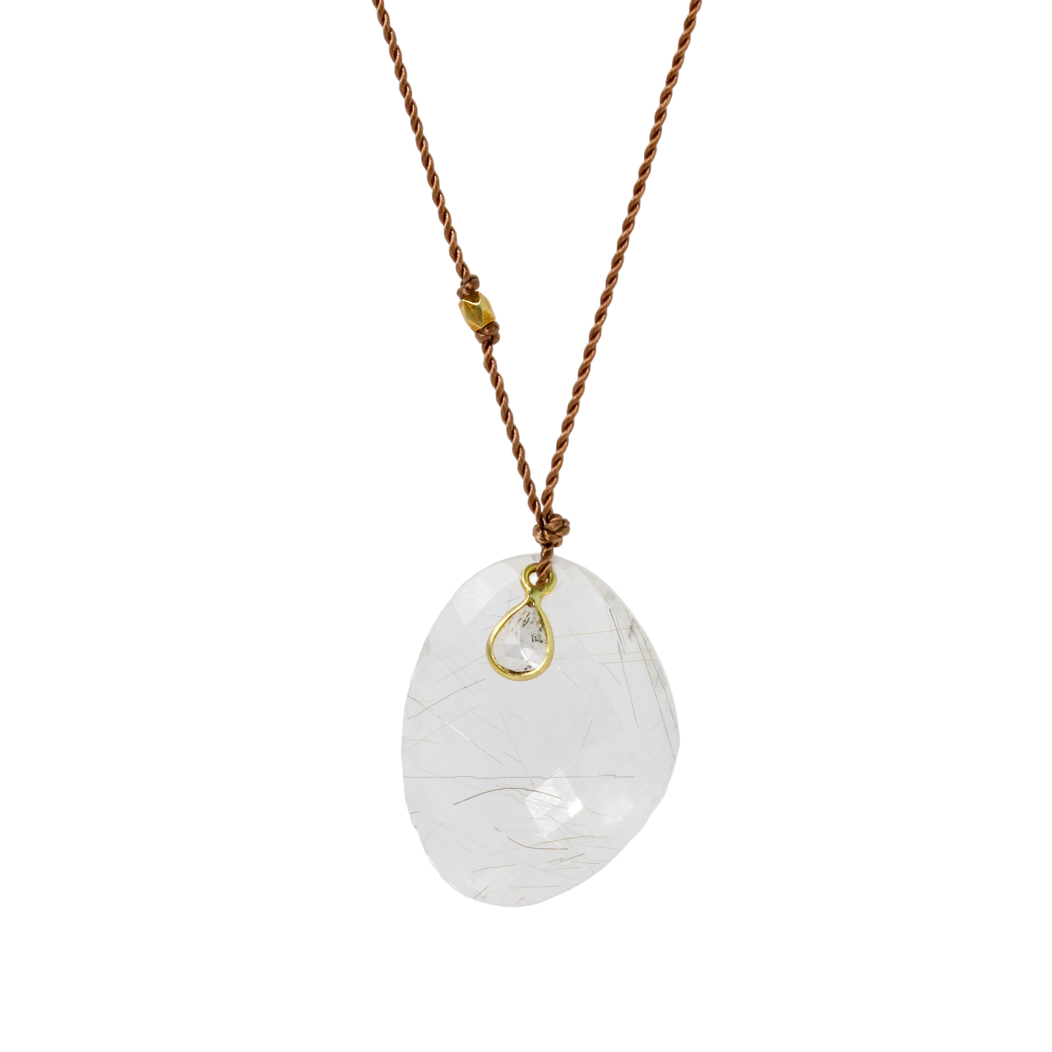 Rutilated Quartz & Diamond Necklace-Margaret Solow