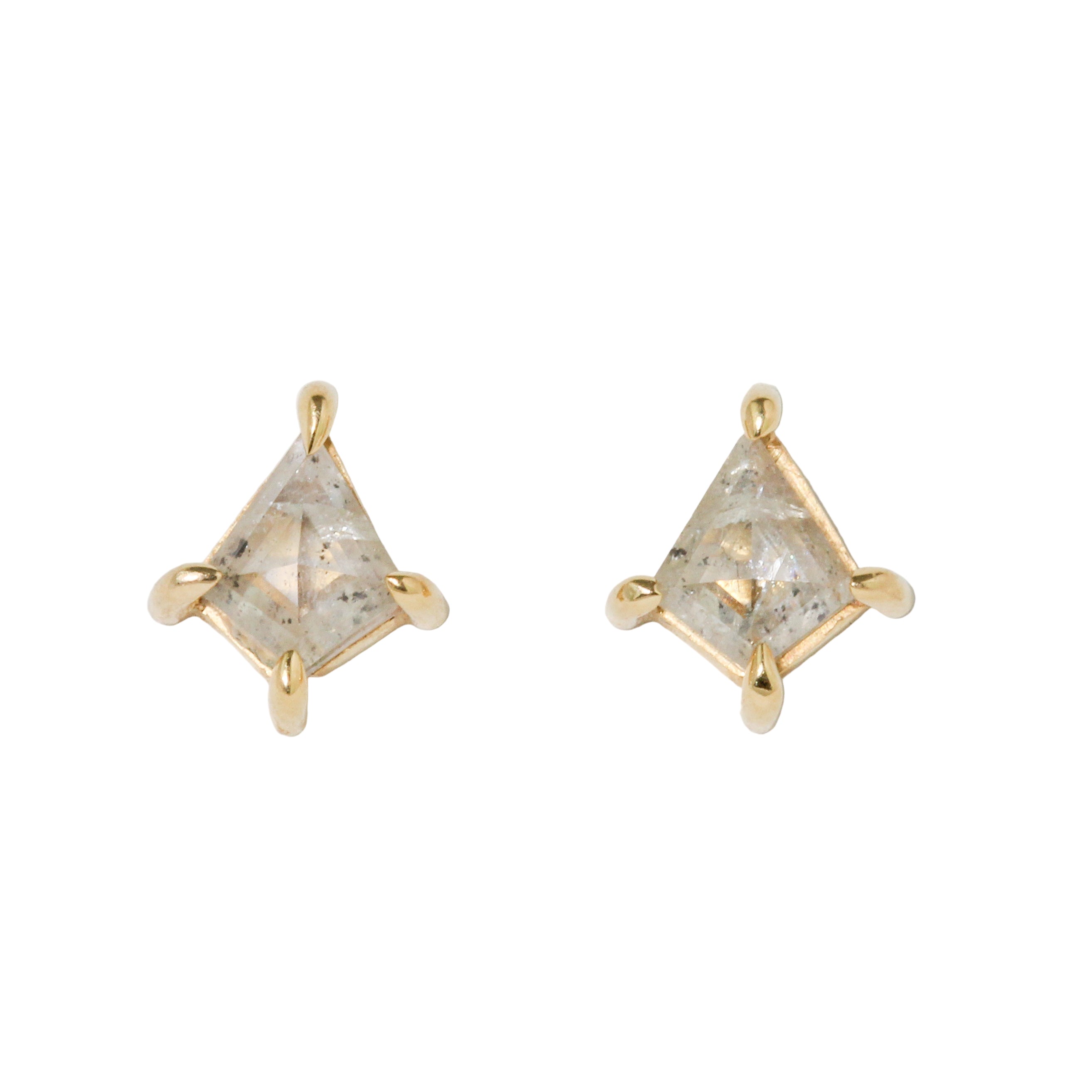 Salt and Pepper Kite Diamond Stud Earrings-Petite Baleine