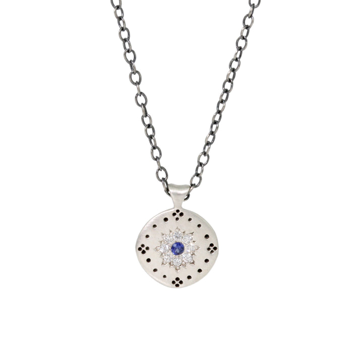 Diamond & Sapphire Cluster Necklace
