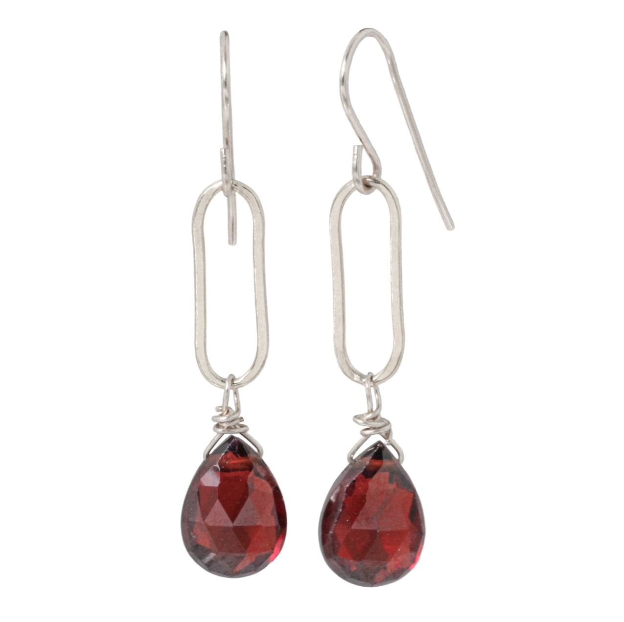 Garnet Long Link Drop Earrings