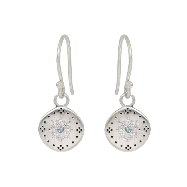 Diamond & Aquamarine Cluster Earrings
