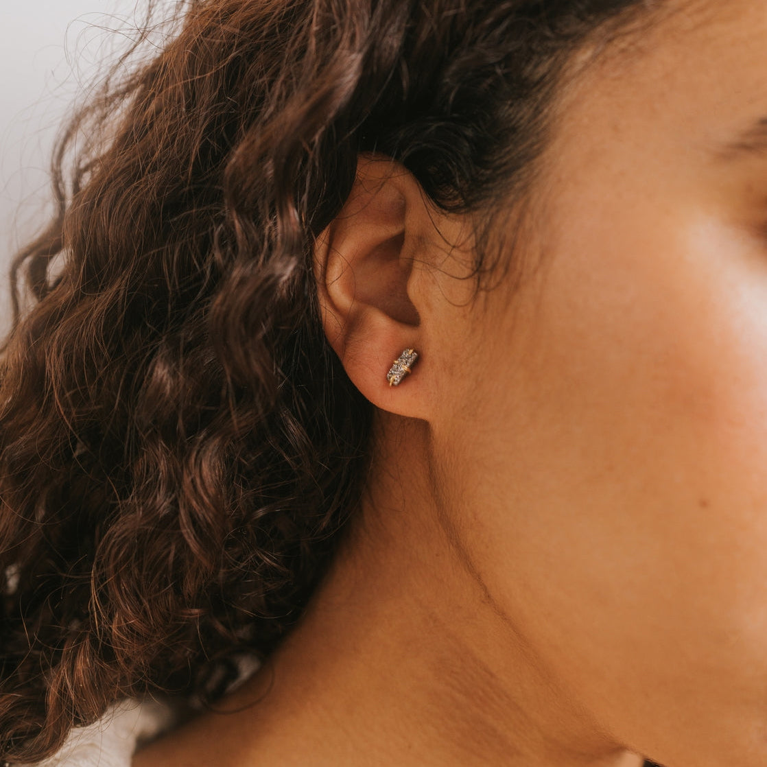 Silver Druzy Bar Prong Stud Earrings-JaxKelly