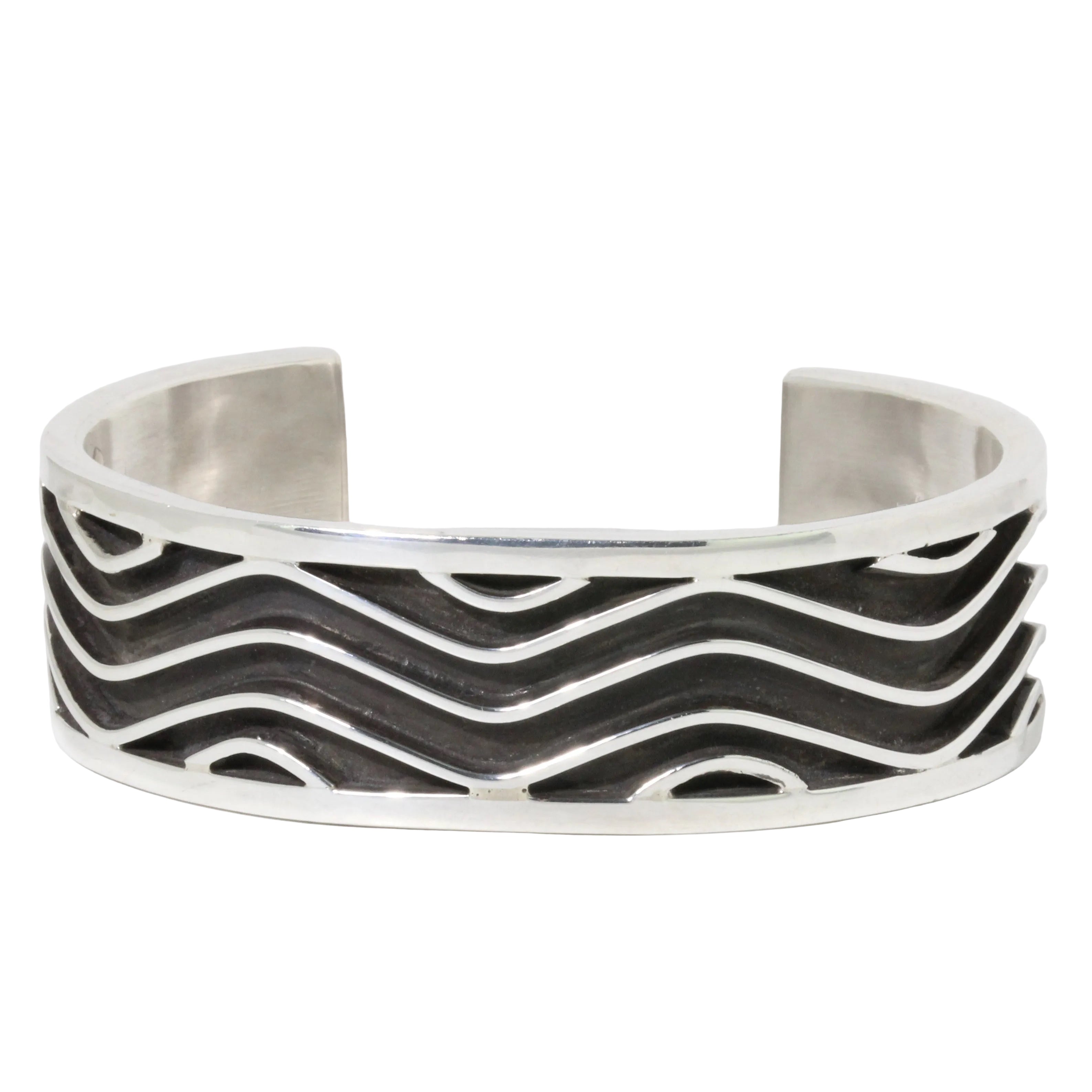 Silver Wave Channel Cuff Bracelet by Francis Jones-Southwest