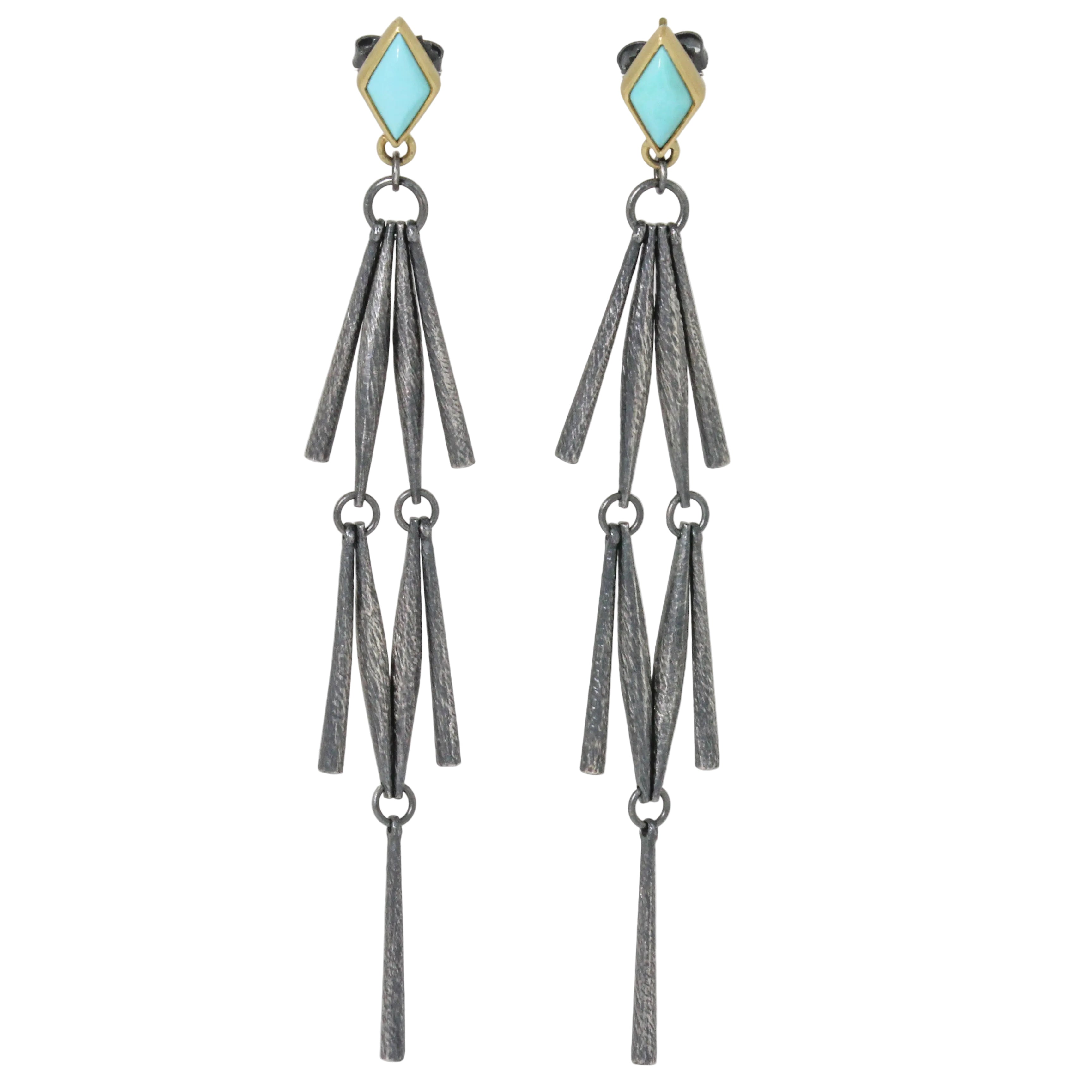 Sleeping Beauty Geo Fringe Earrings-Heather Guidero