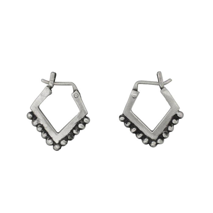 Small Peak Granulated Hoop Earrings-Jane Diaz