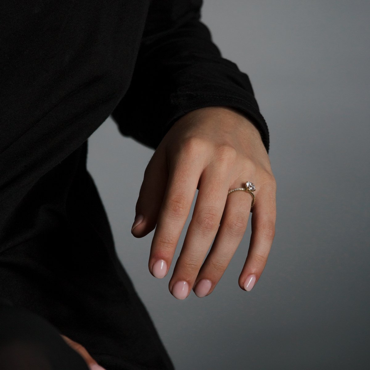 Solitaire Pave Engagement Ring-Unbridaled Collective