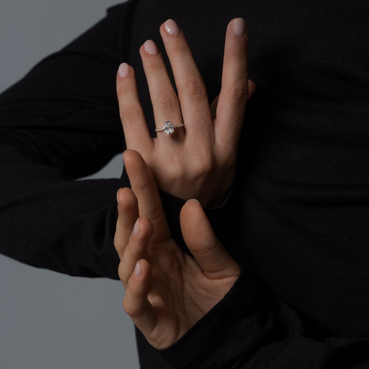 Solitaire Pave Engagement Ring-Unbridaled Collective