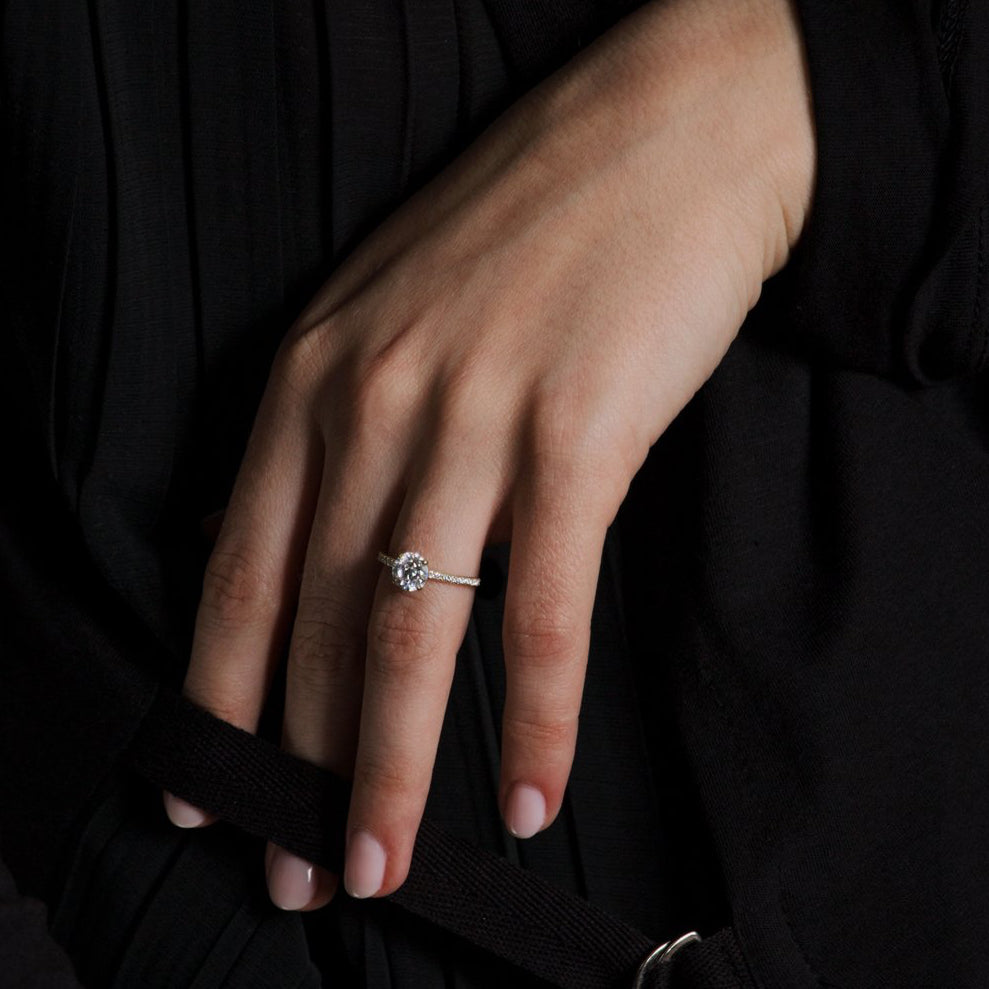 Solitaire Pave Engagement Ring-Unbridaled Collective