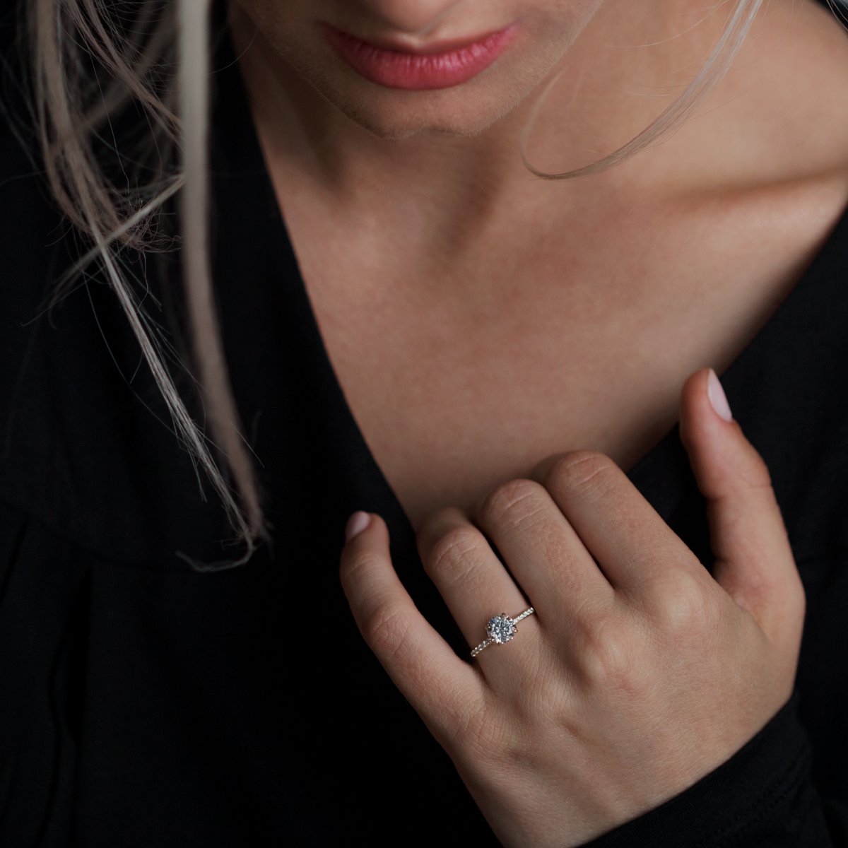 Solitaire Pave Engagement Ring-Unbridaled Collective