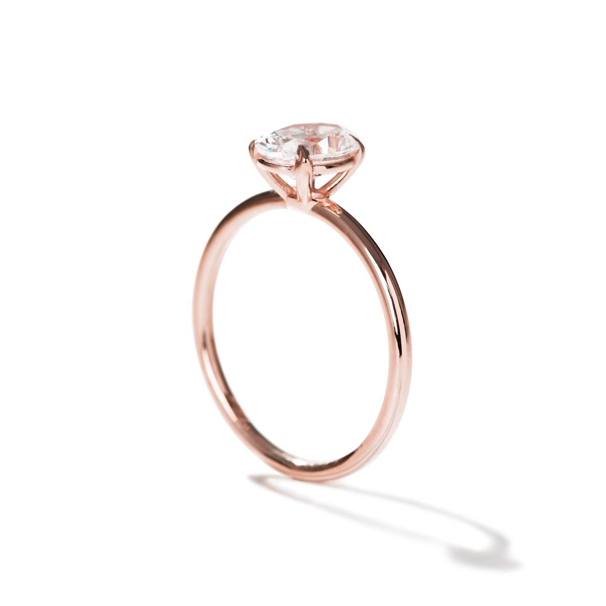 18K Rose Gold Prong Oval Diamond Engagement Ring