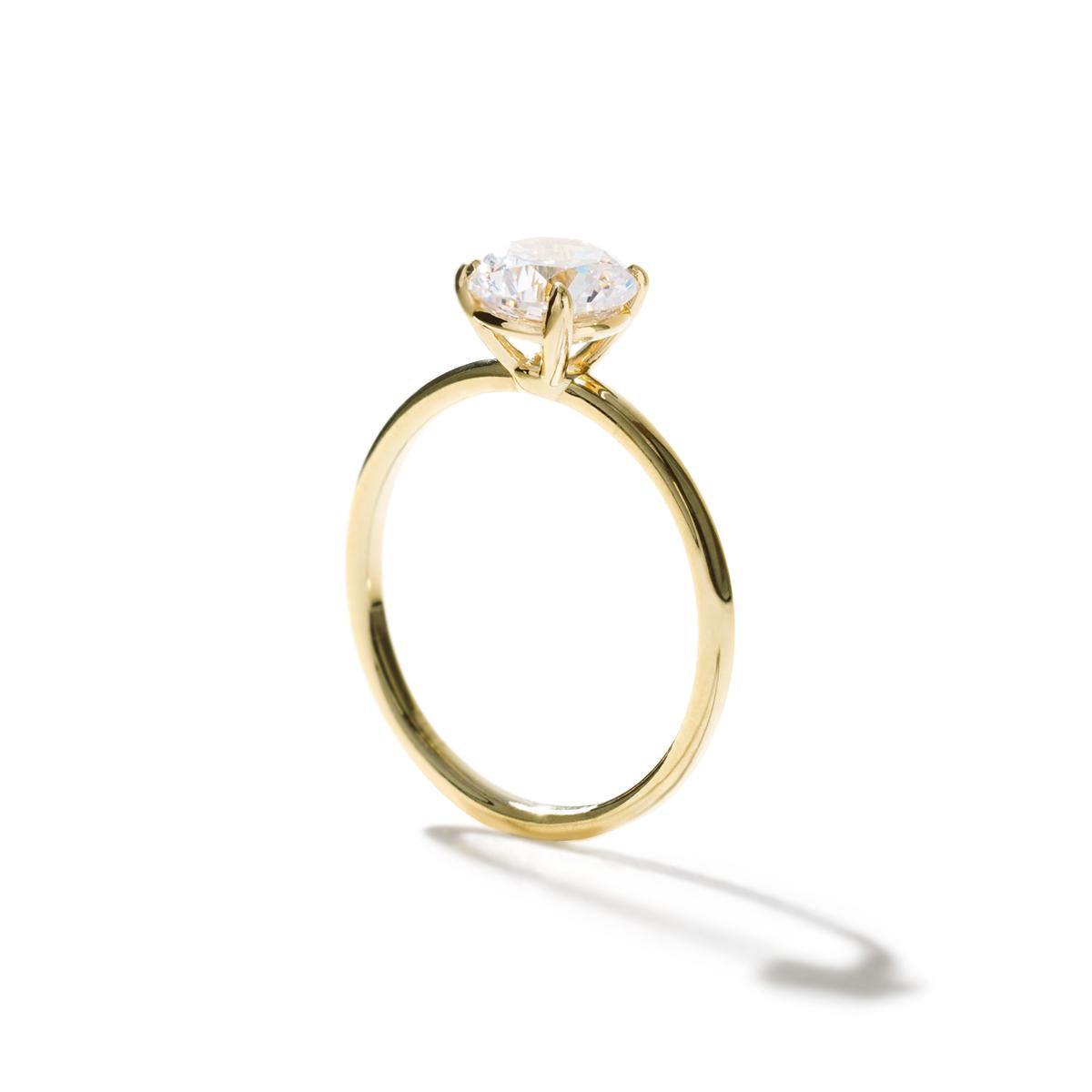 18K Yellow Gold Round Diamond Engagement Ring