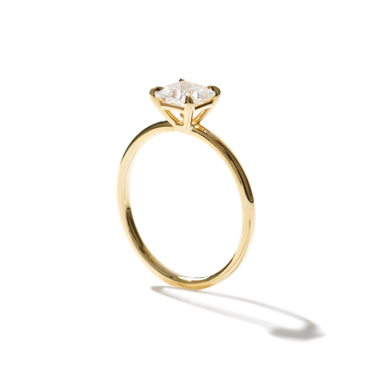 18K Yellow Gold Princess Engagement Ring