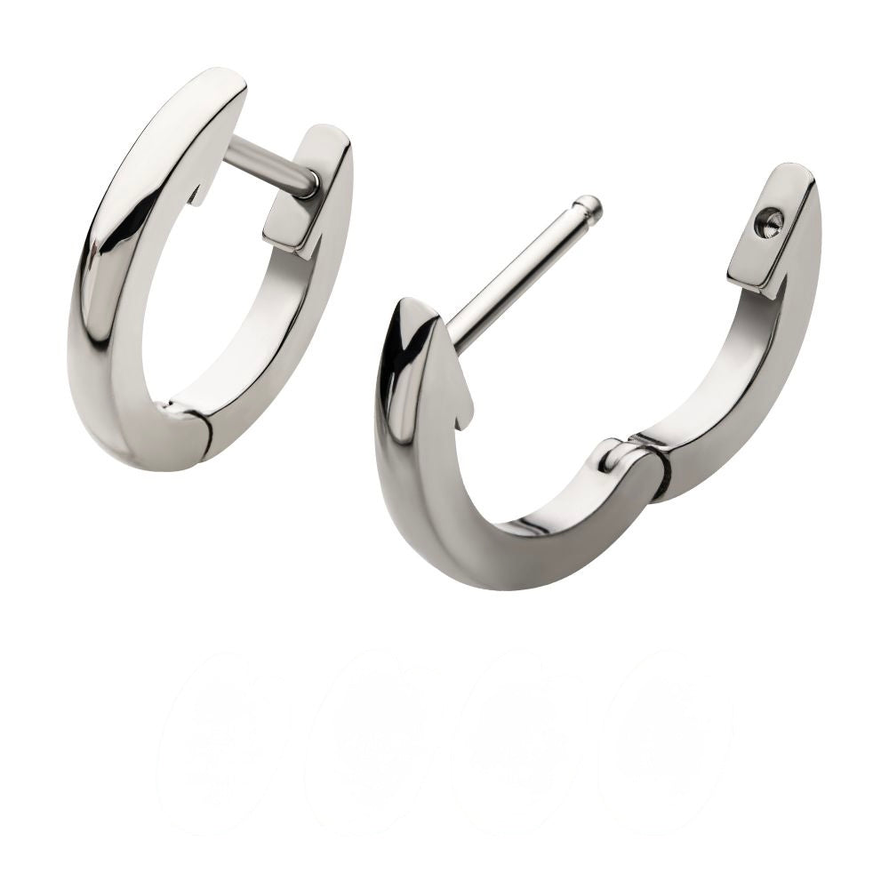 Stainless Steel Rounded Huggie Hoops-Chemistry Jewelry