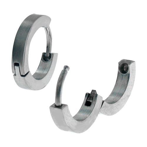 Stainless Steel Squared Huggie Hoops-Chemistry Jewelry