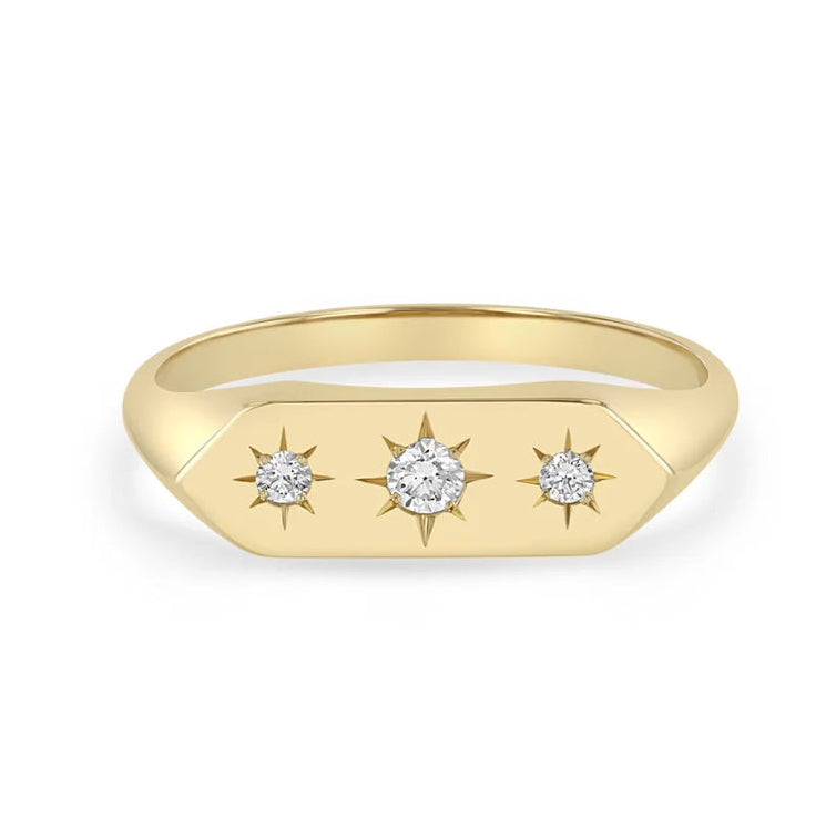 Star Set Signet Diamond Ring-Zoë Chicco