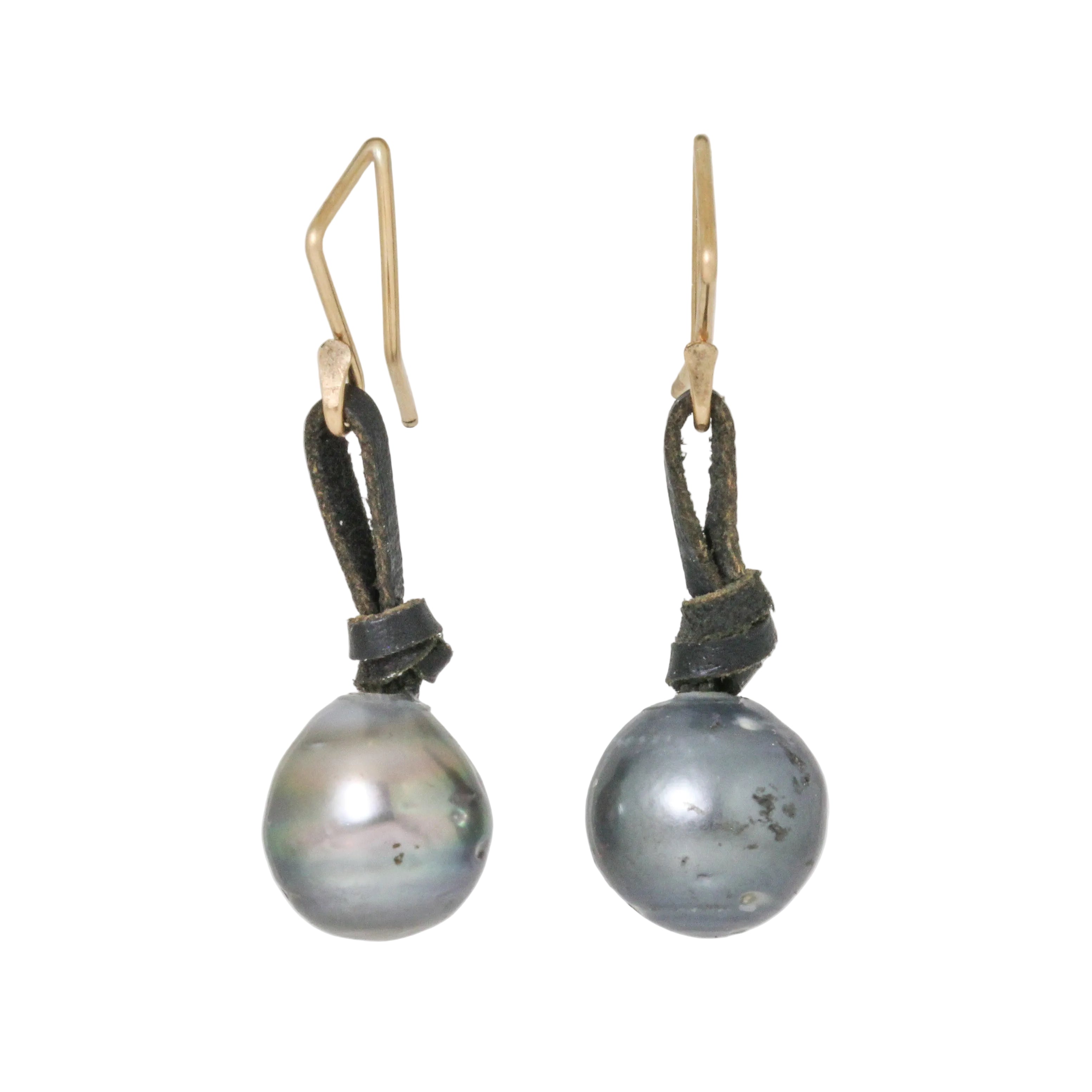 Tahitian Pearl + Leather Earrings-Glacier Lily