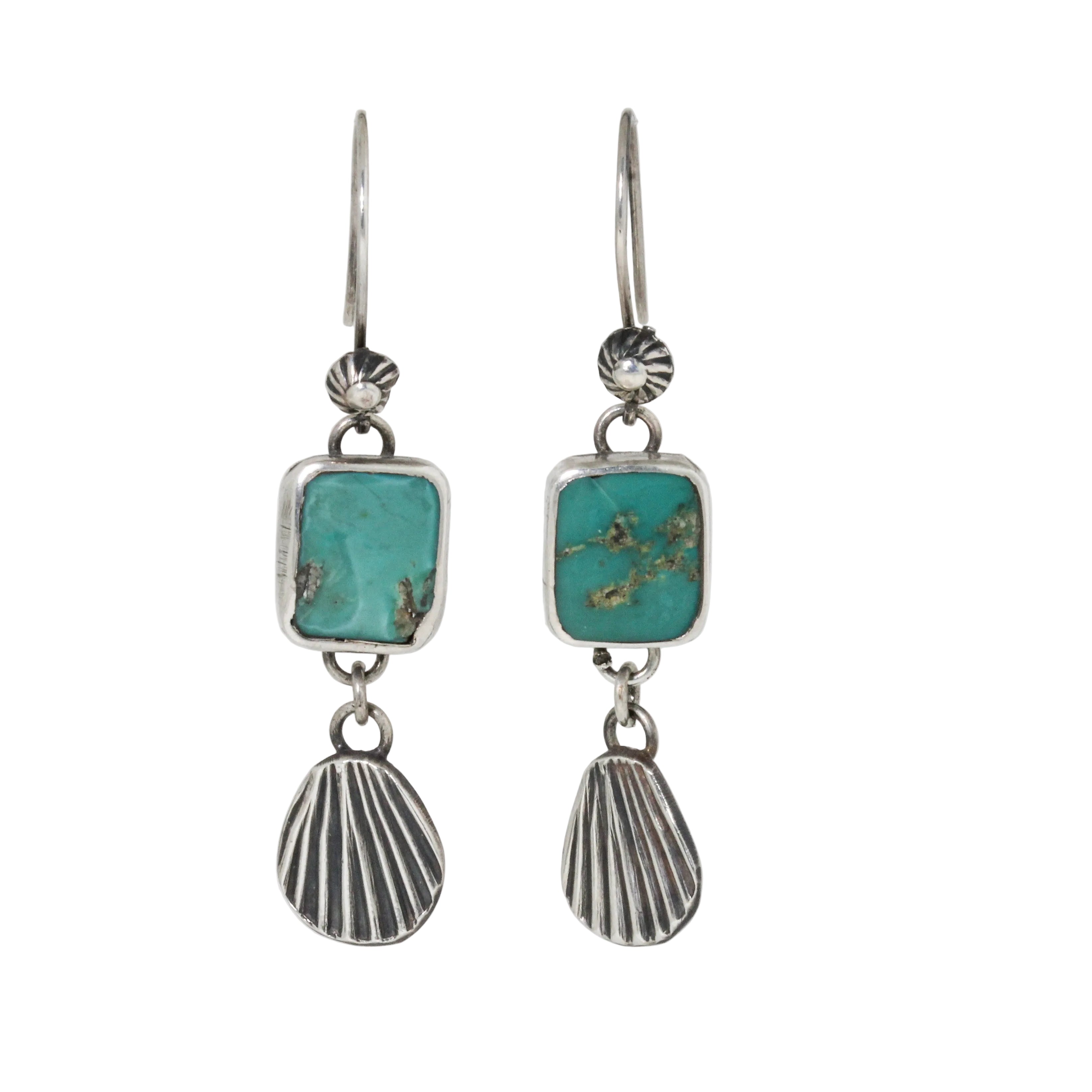 Tail Feather Turquoise Earrings by Jesse Robins-Southwest