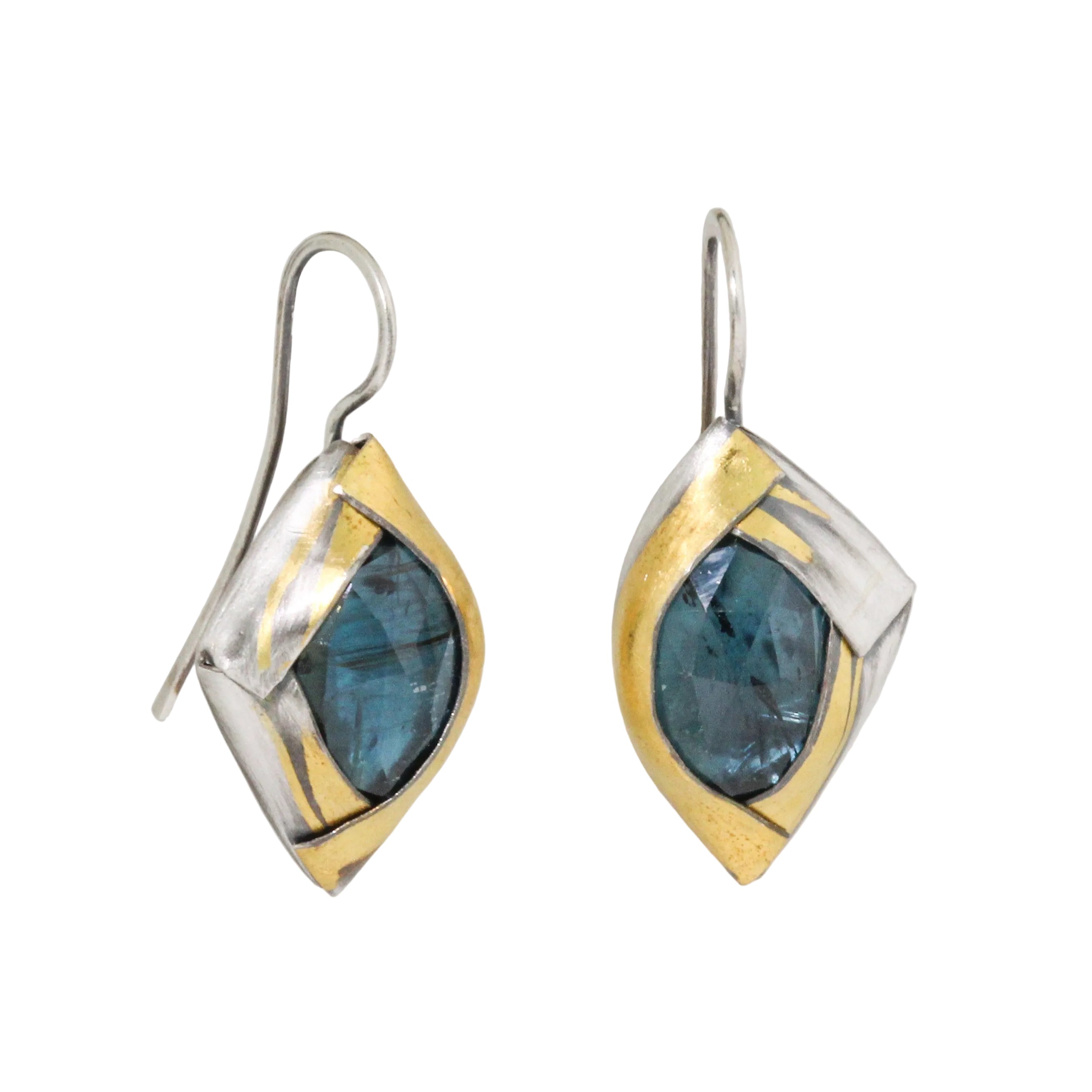 Teal Kyanite Folded Drop Earrings-Austin Titus