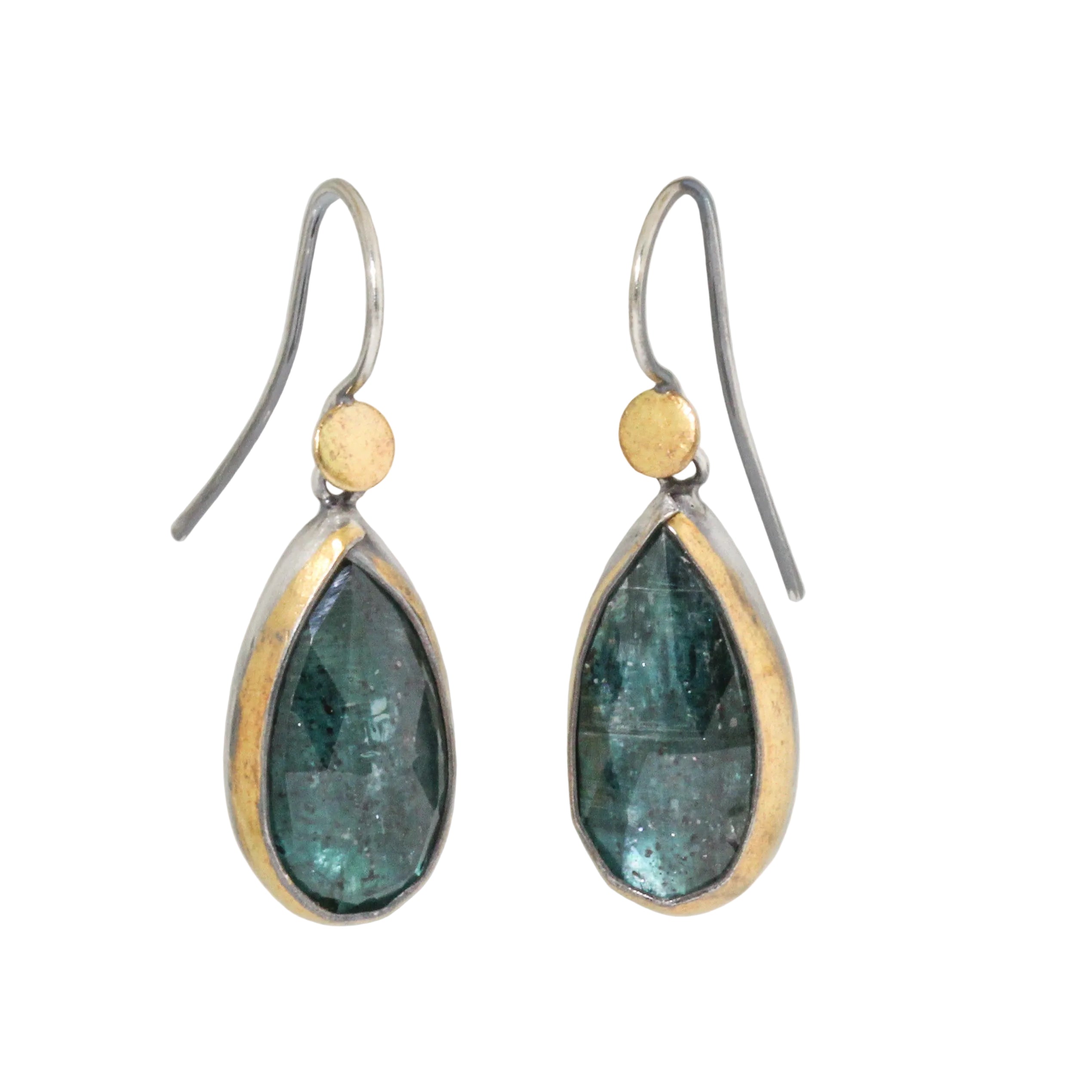 Teal Kyanite Minimalist Drop Earrings-Austin Titus