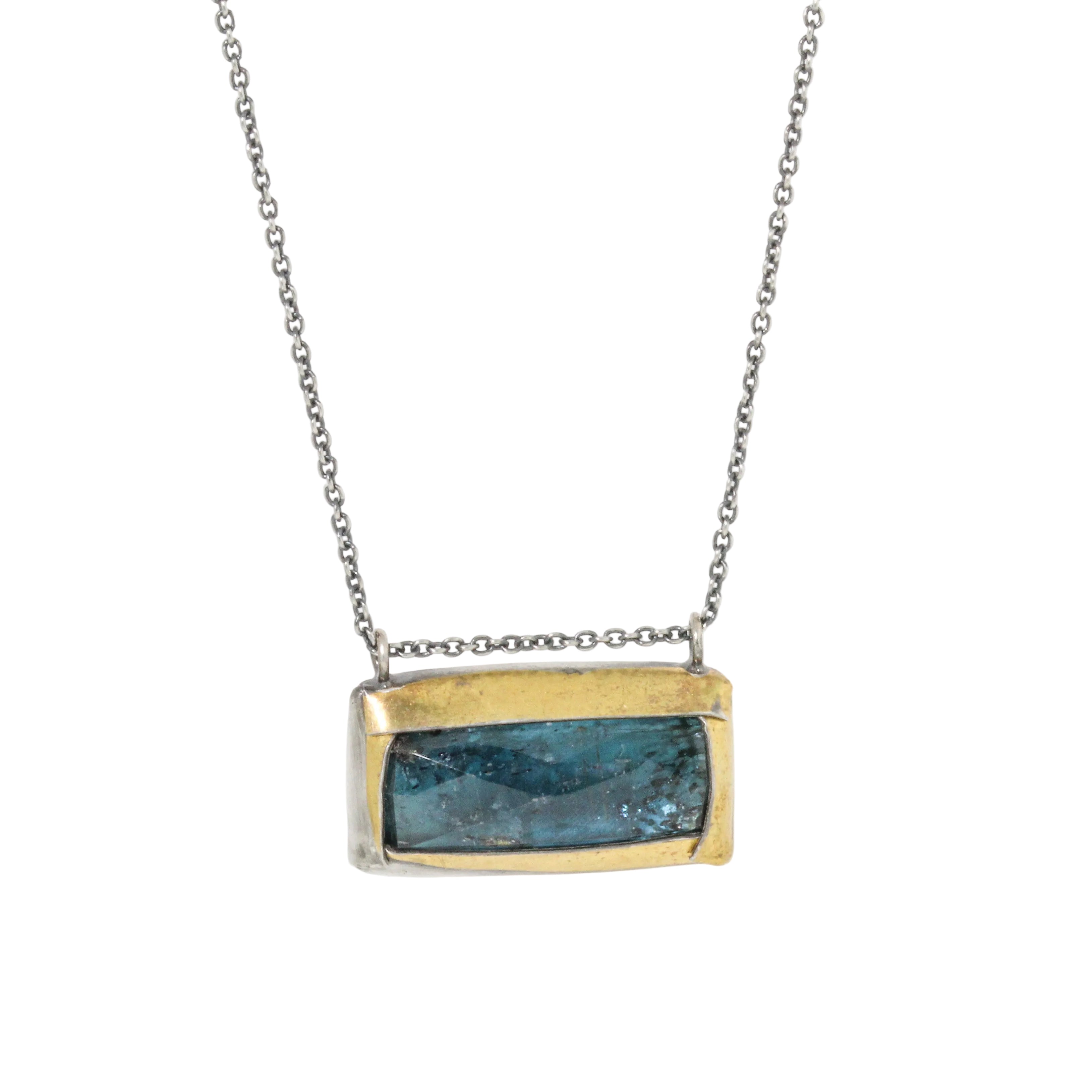 Teal Kyanite Rectangle Necklace-Austin Titus