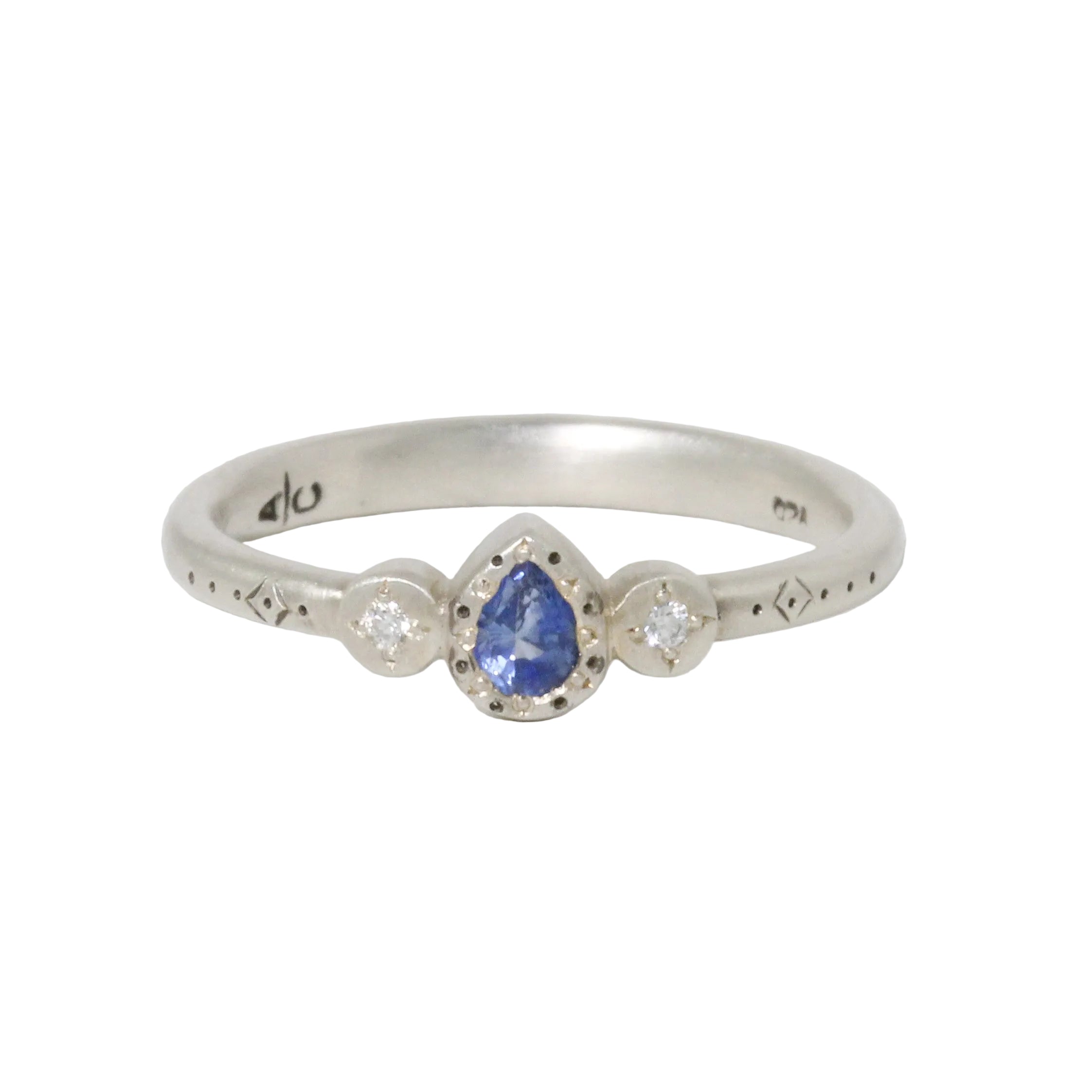 Teardrop Blue Sapphire + Diamond Ring-Adel Chefridi