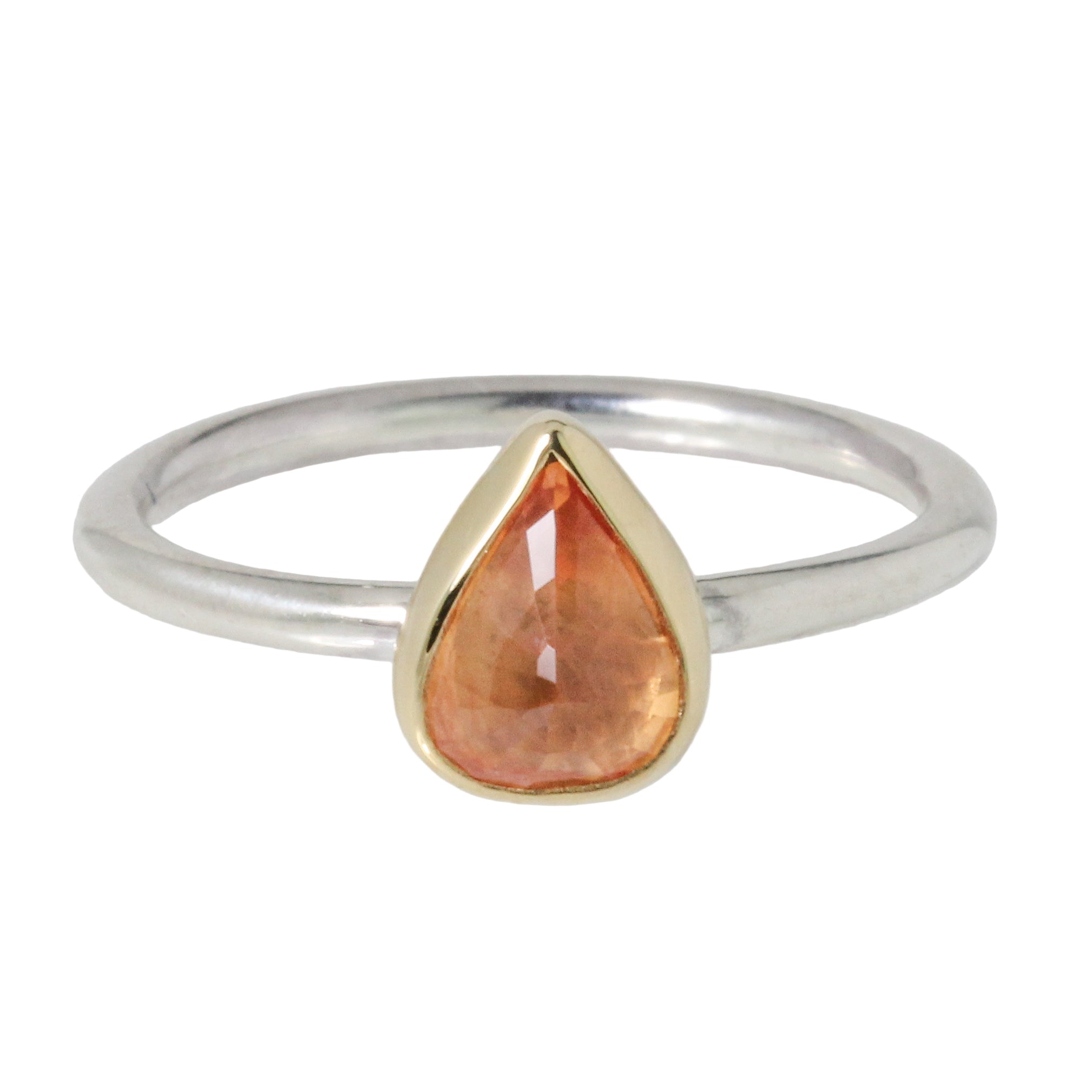 Teardrop Orange Sapphire Stacking Ring-Sara Thompson