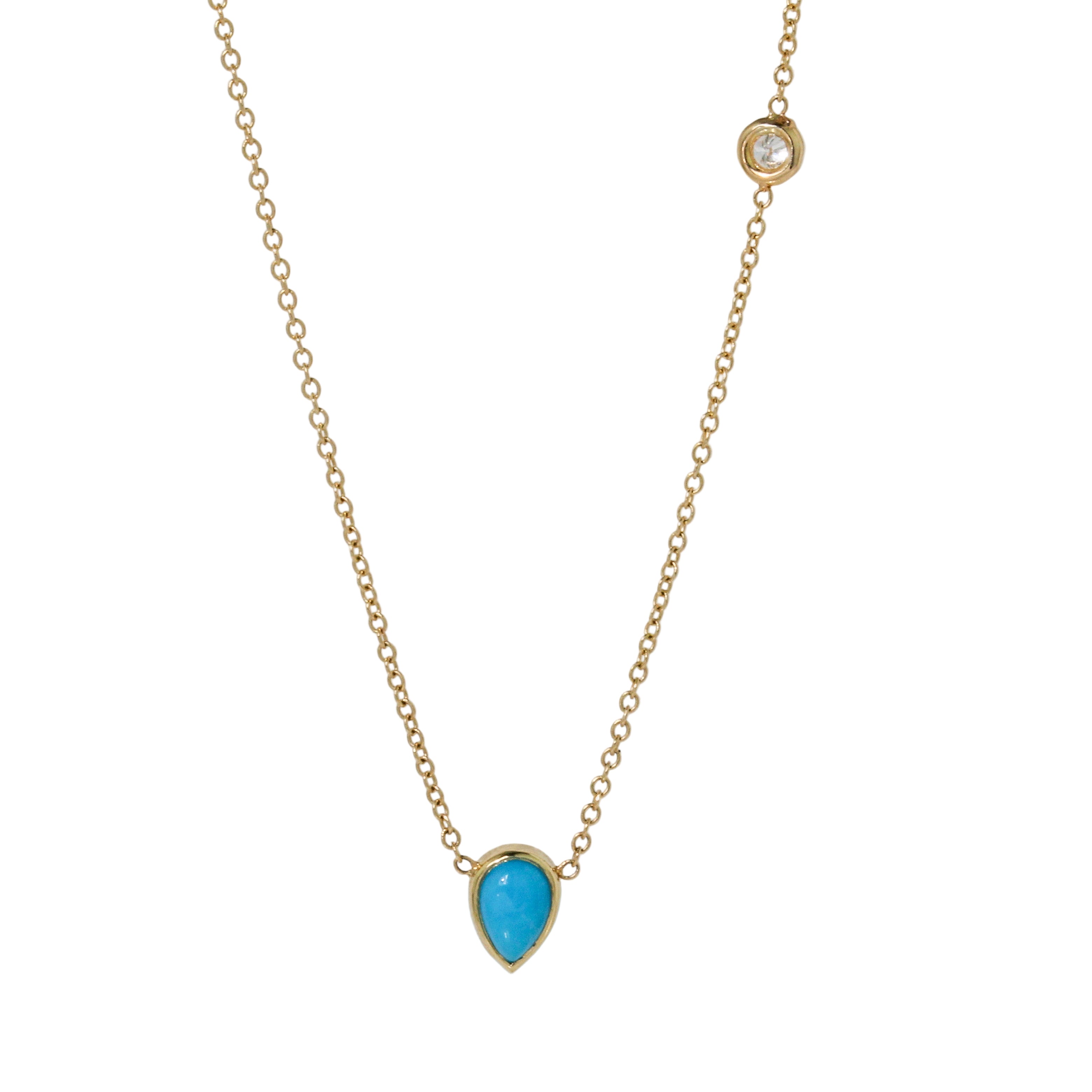 Teardrop Turquoise and Diamond Necklace-Zoë Chicco