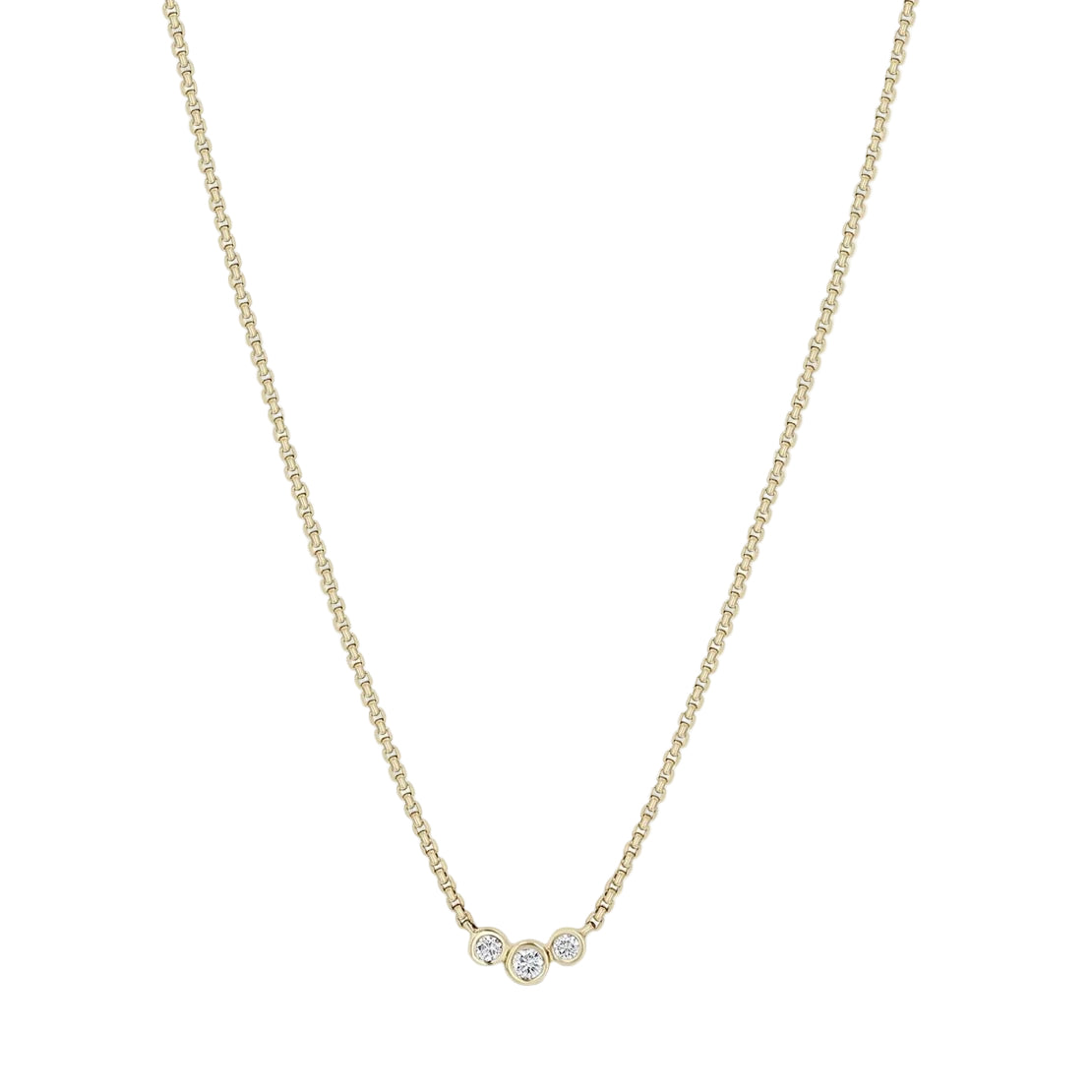 Three Bezel Curved Diamond Necklace-Zoë Chicco
