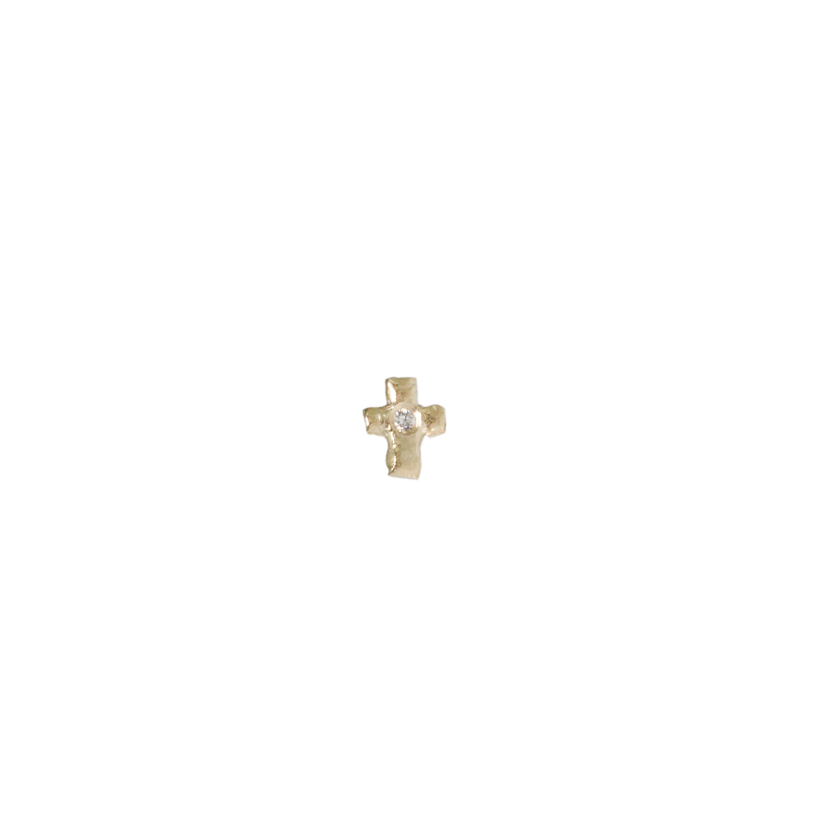 Tiny Cross Diamond Stud Earring-Victoria Cunningham