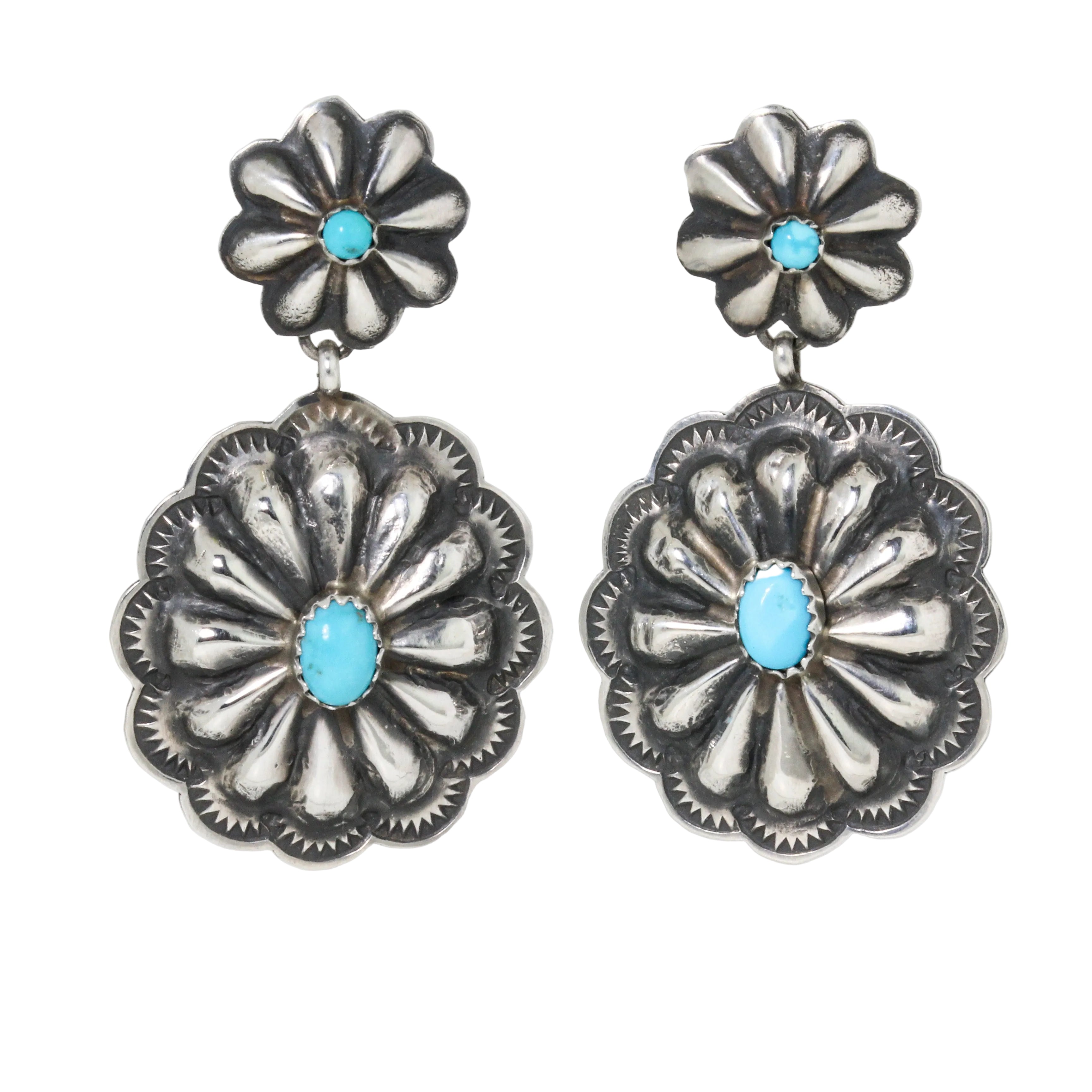 Turquoise Double Conch Earrings by Rita Lee-Southwest