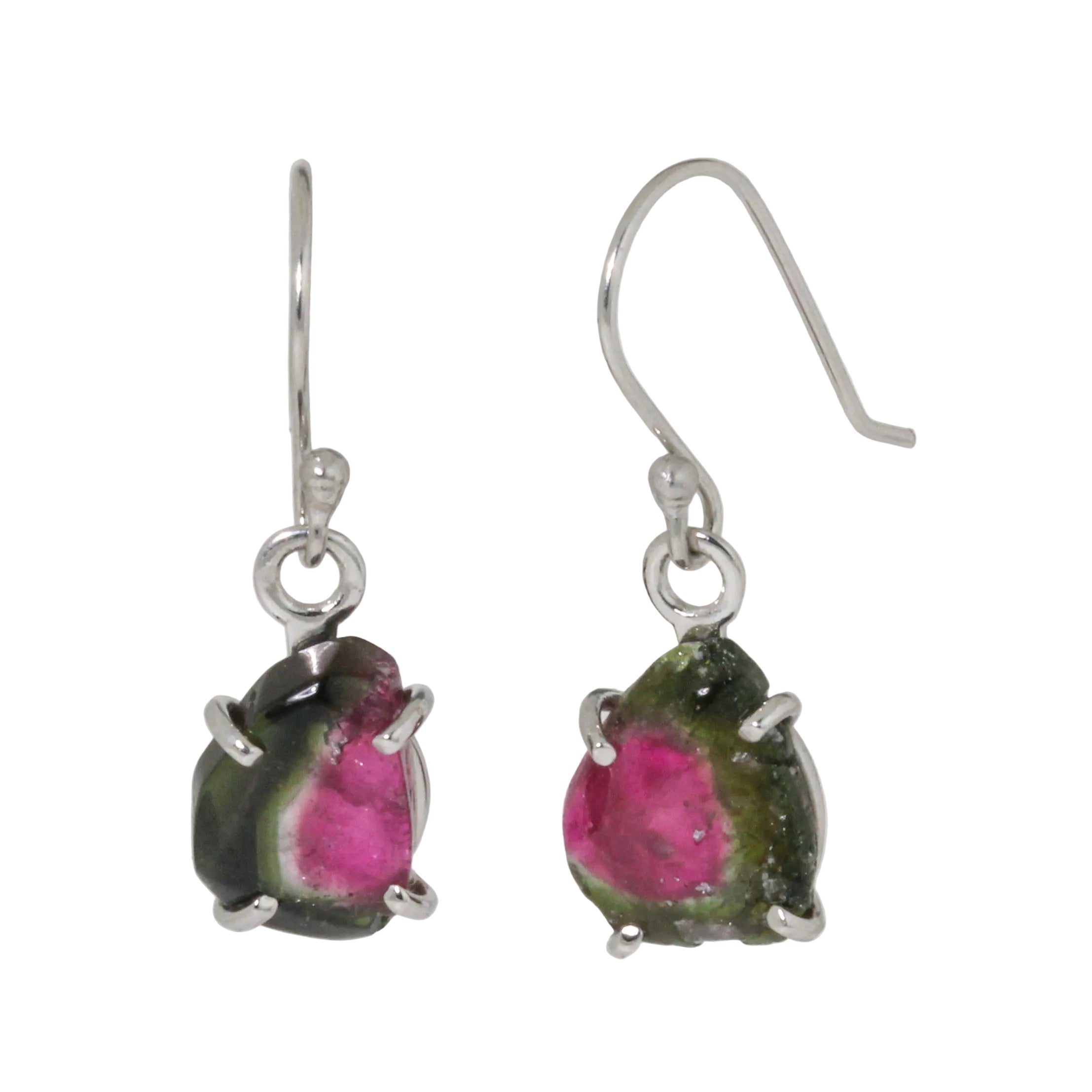 Watermelon Tourmaline Slice Earrings-Chemistry Jewelry