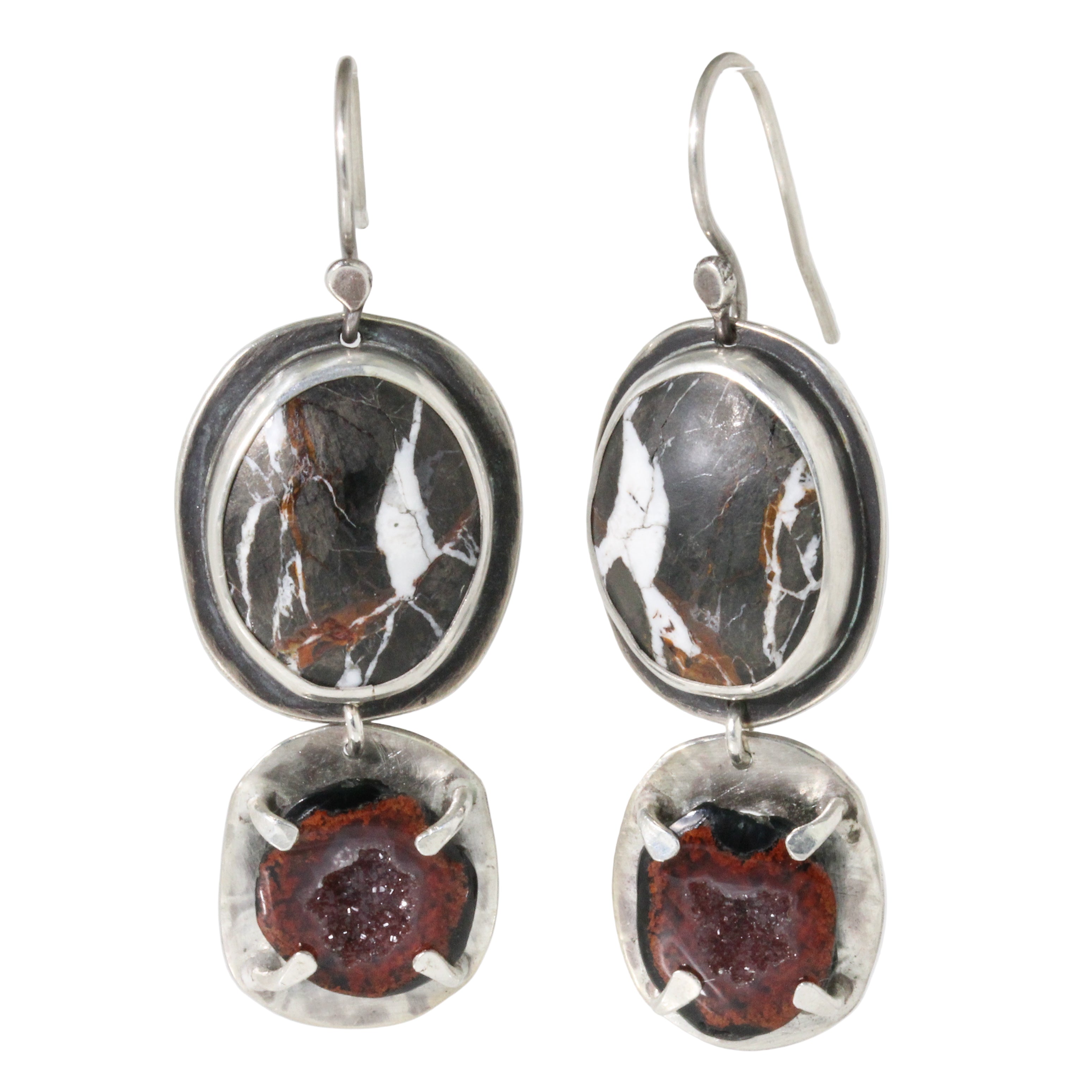 White Buffalo and Agate Earrings-Glacier Lily