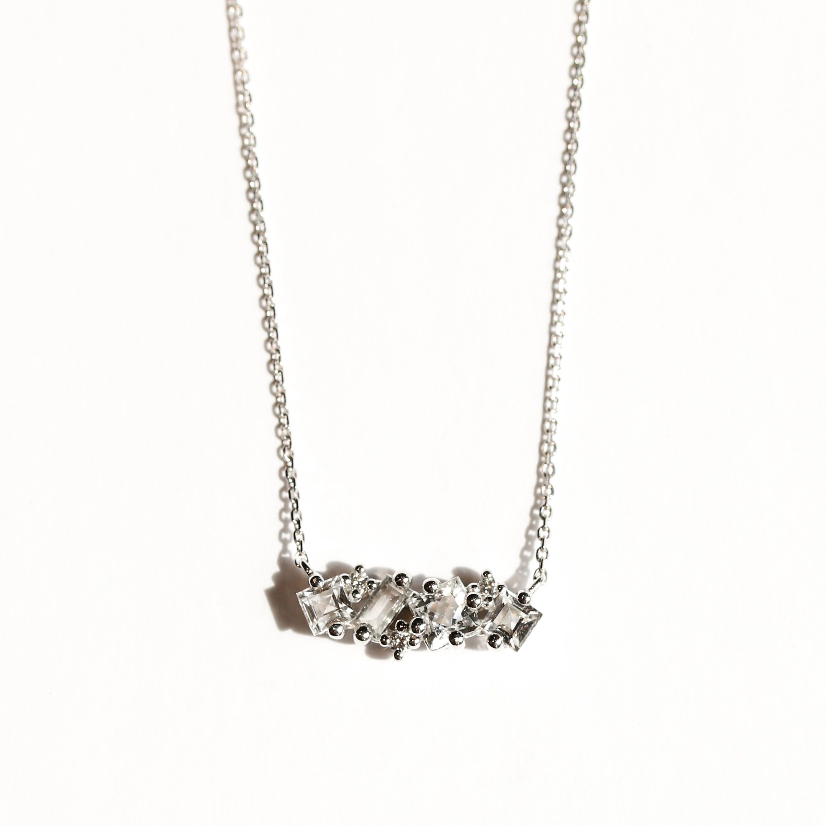 White Topaz Mix Bar Necklace-Suzanne Kalan