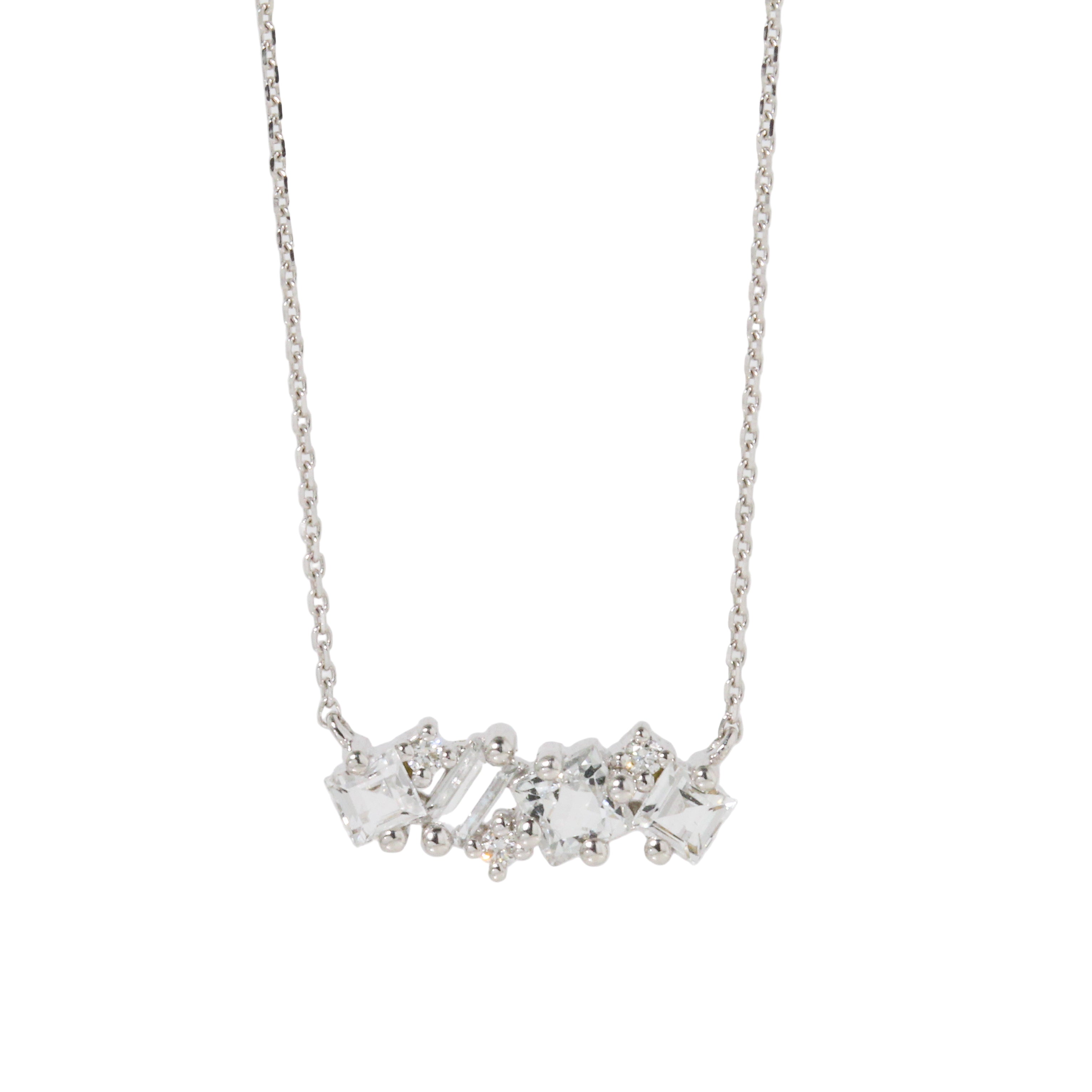 White Topaz Mix Bar Necklace-Suzanne Kalan