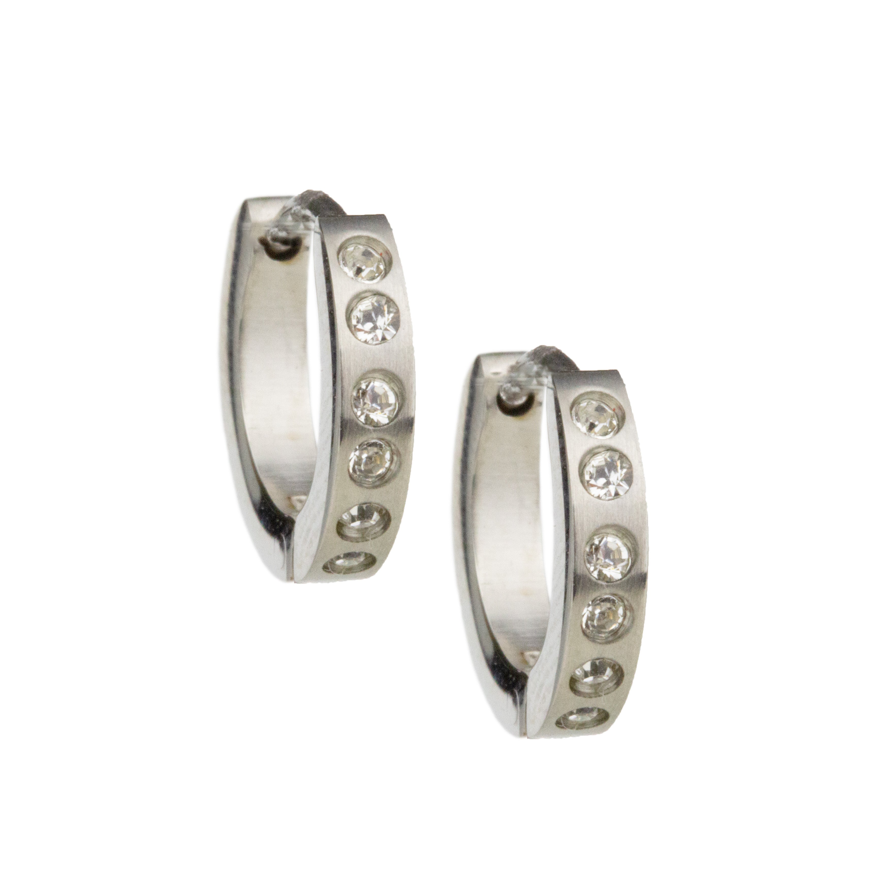 Stainless Steel Squared Huggie Hoops