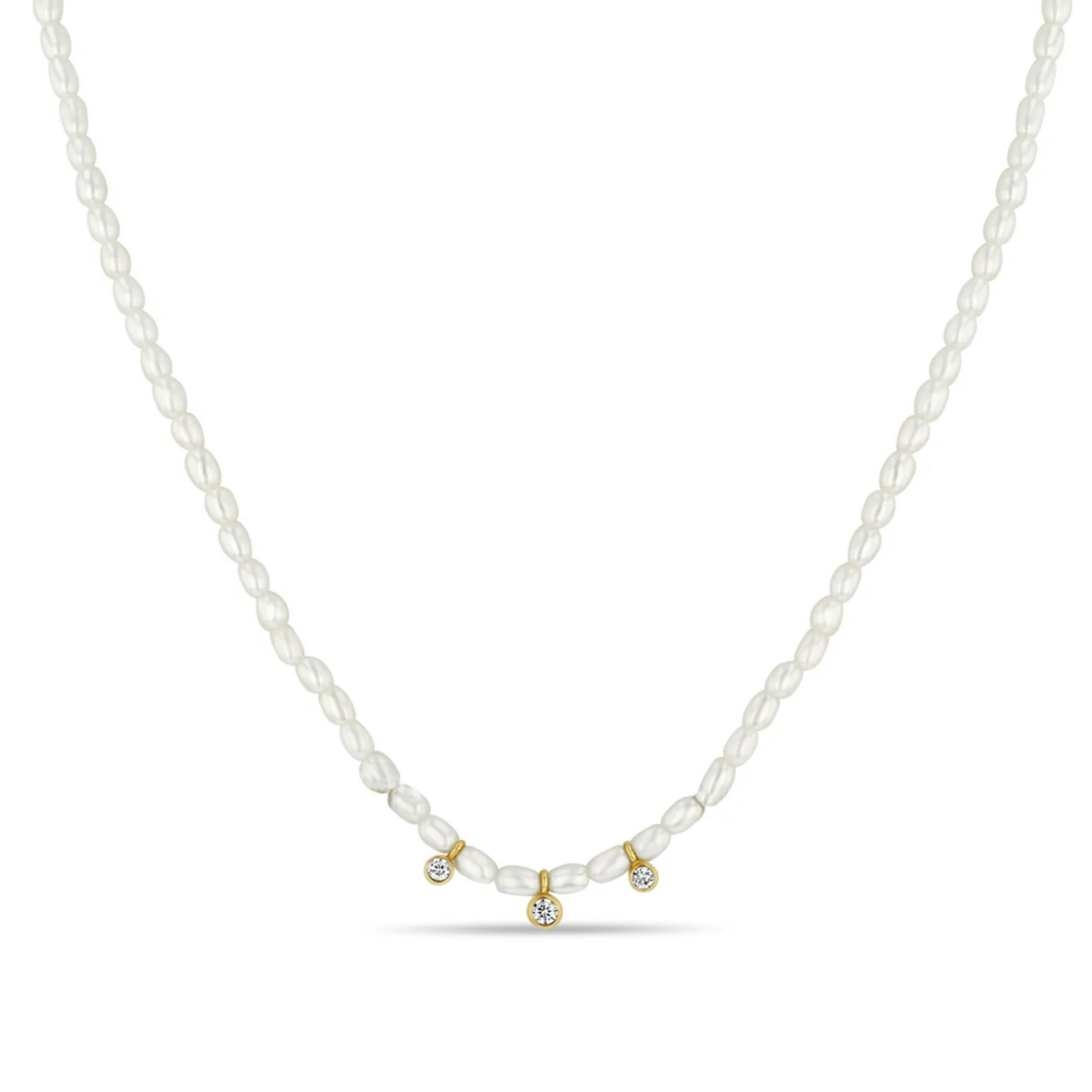 Pearl Strand with Diamonds Necklace