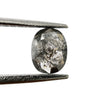 1.12ct | Salt &amp; Pepper Rose Cut Oval Shape Diamond-Modern Rustic Diamond