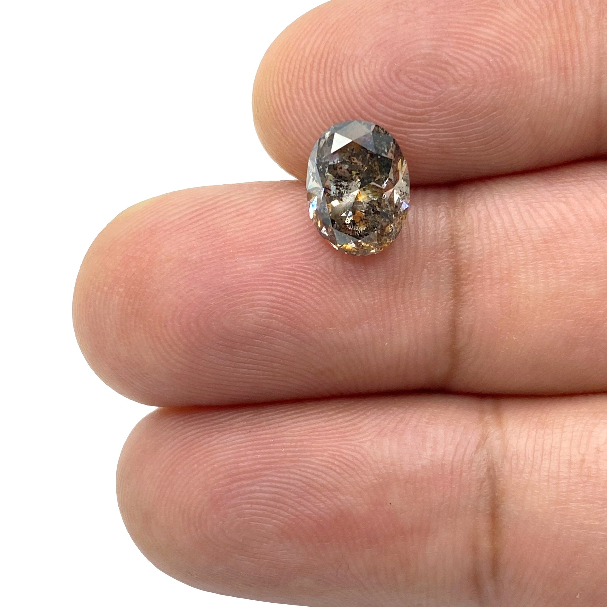 2.09ct | Salt & Pepper Brilliant Cut Oval Shape Diamond-Modern Rustic Diamond