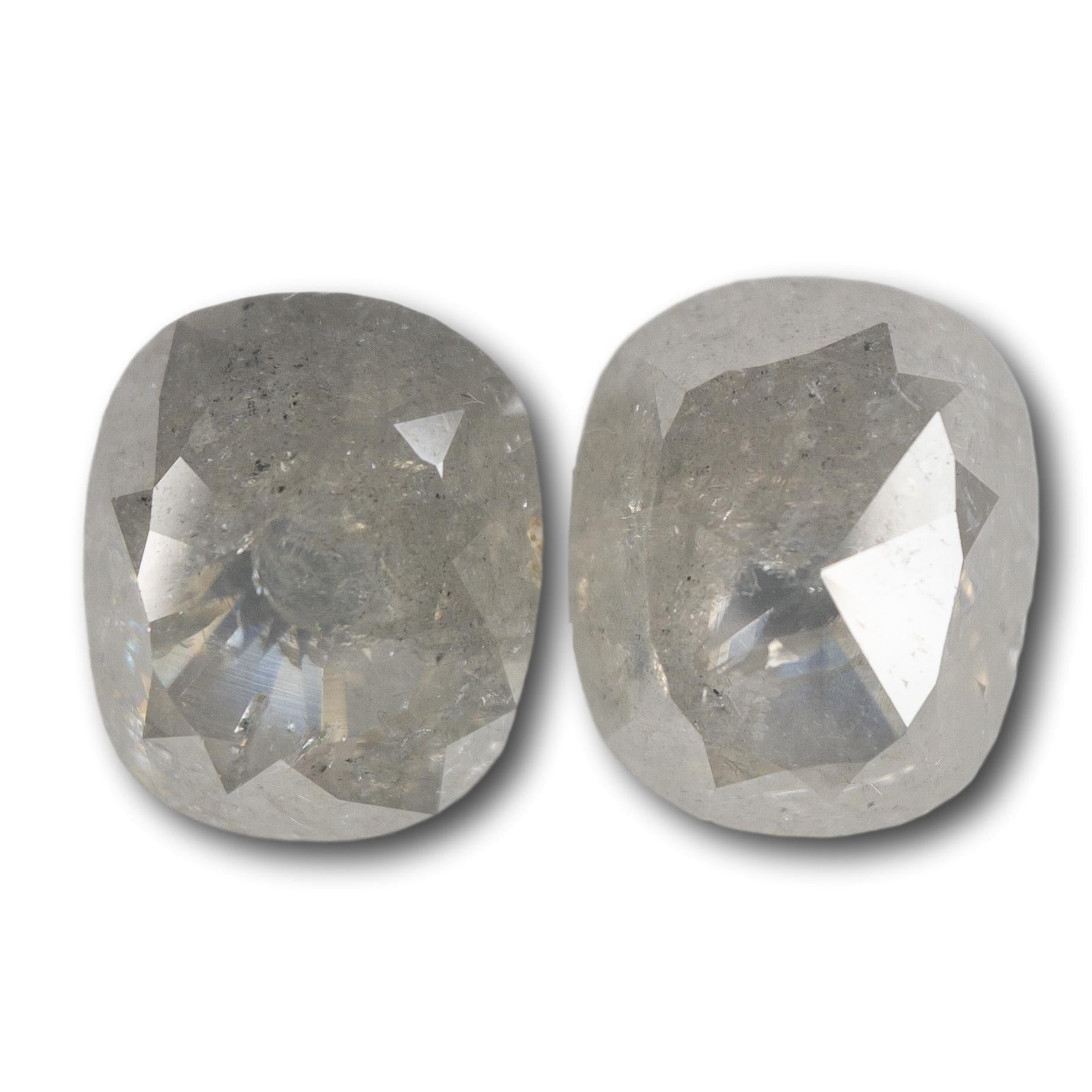 3.82cttw | Opaque Grey Cushion Matched Pair Diamonds-Modern Rustic Diamond