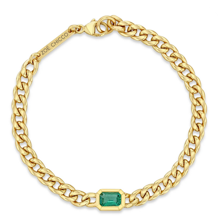 Emerald Curb Chain Bracelet