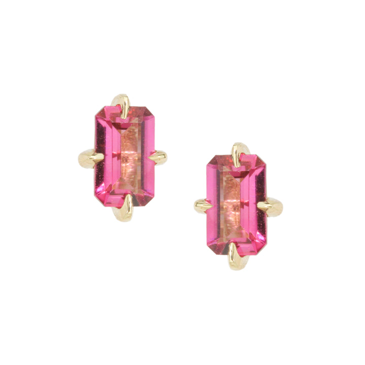 Pink Tourmaline Flat Back Stud Earrings