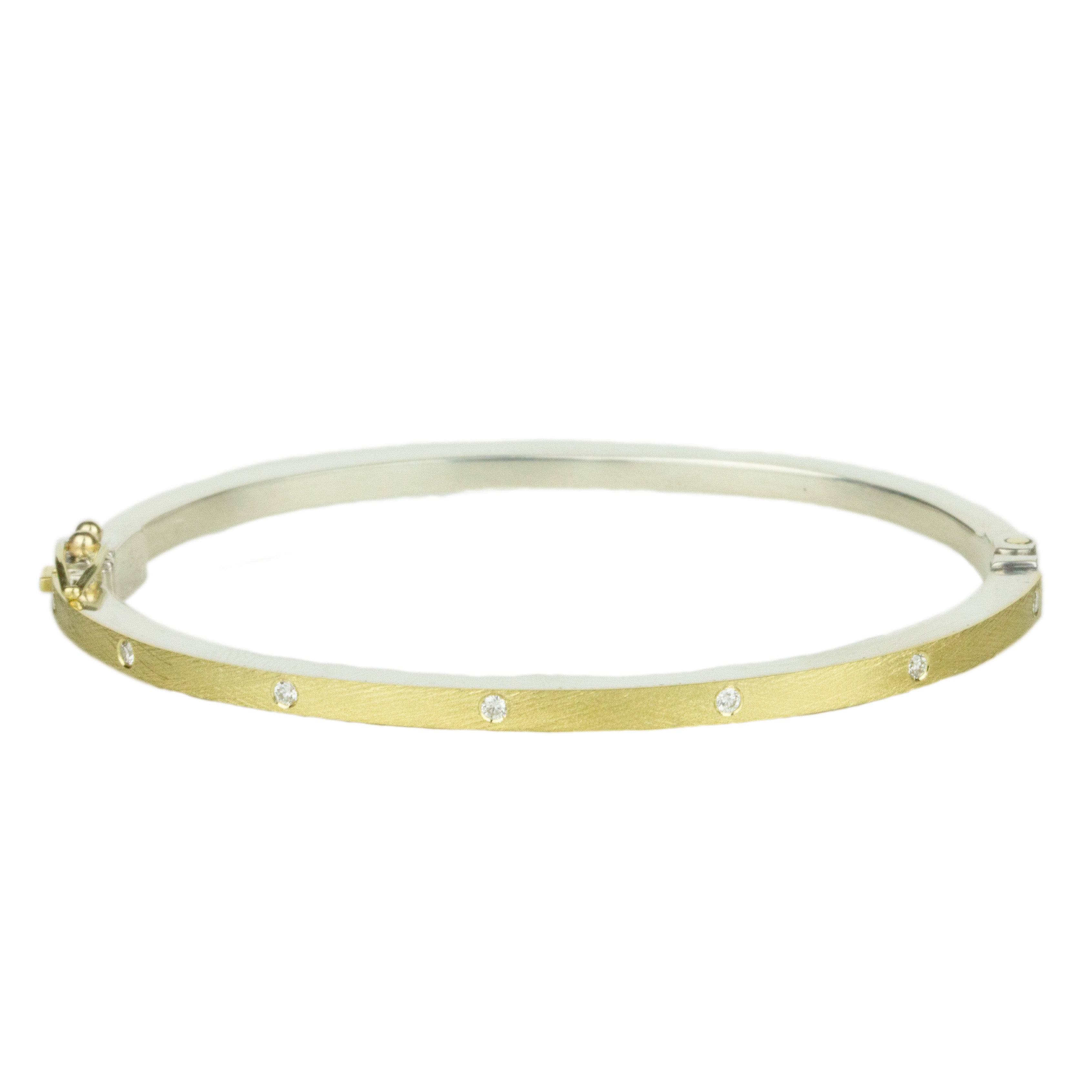 Rene Escobar Diamond Yellow Gold Bangle Bracelet