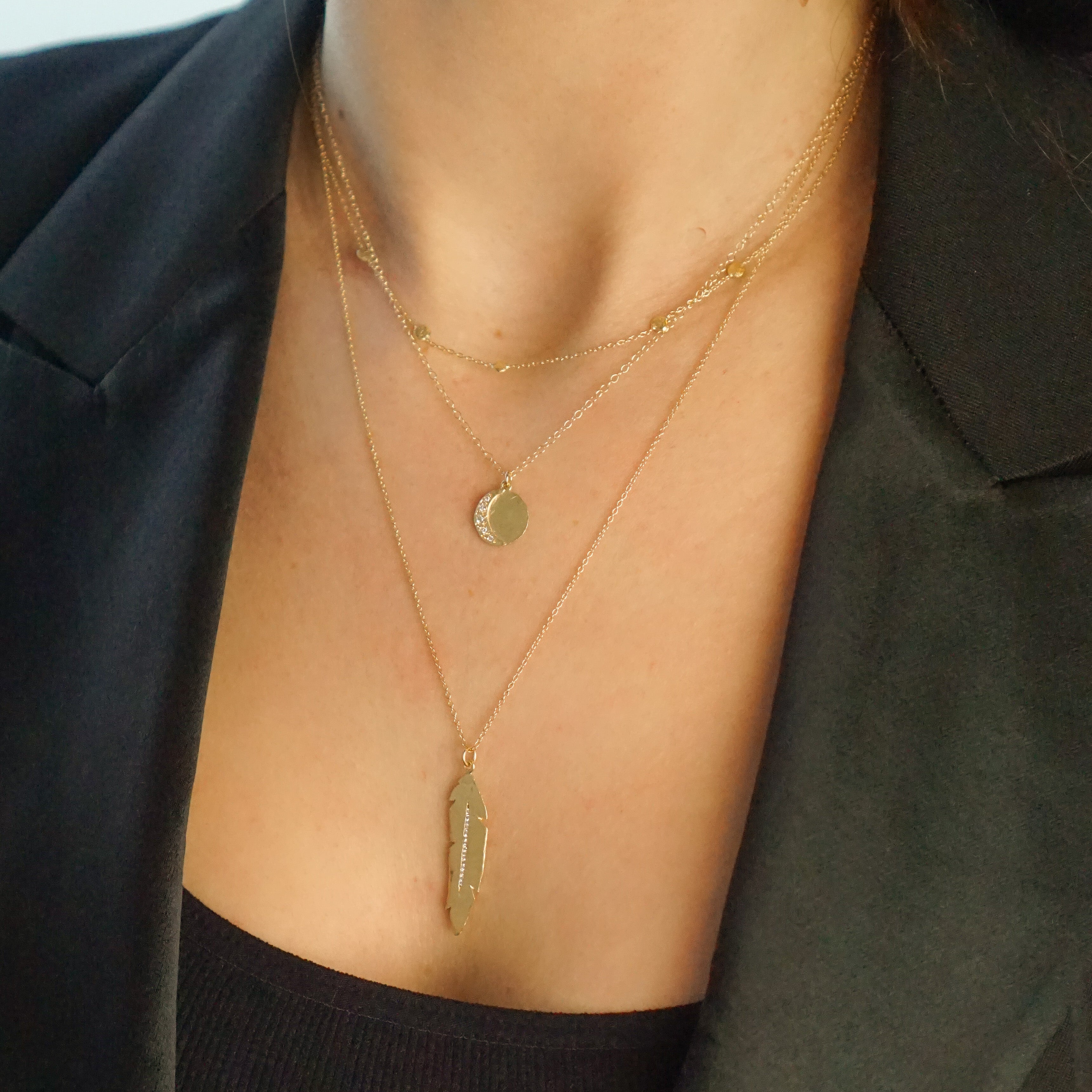 Diamond Feather Necklace