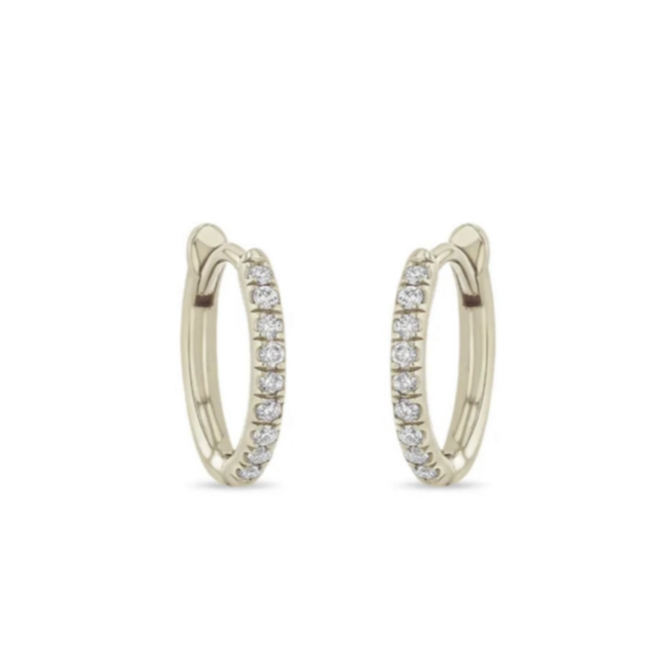 10.5mm Hinged Pave Huggie Hoops in White Gold